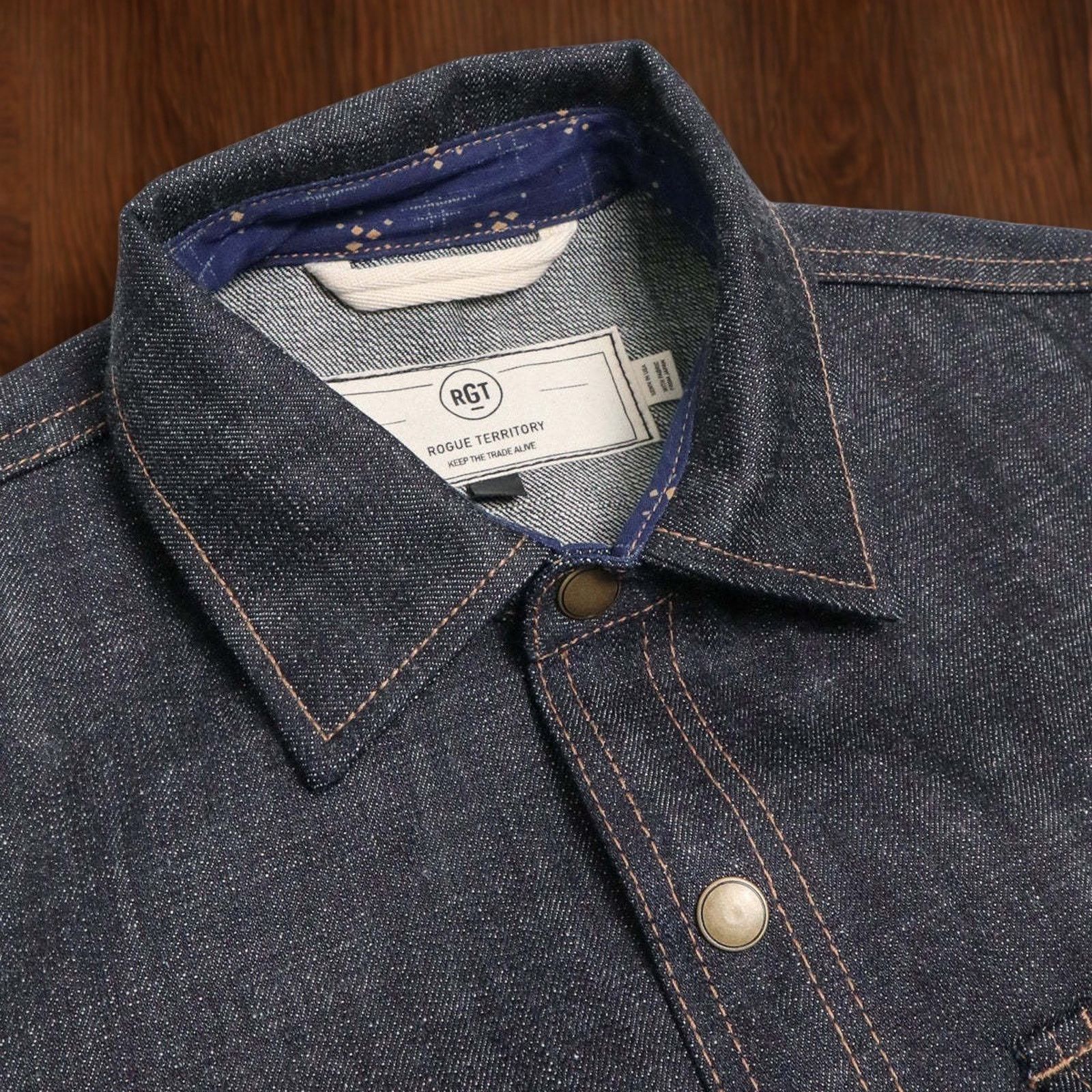 Rogue Territory Rogue Territory Cryptic Japanese Selvedge Denim Shirt 2XL Size US XXL / EU 58 / 5 - 6 Thumbnail