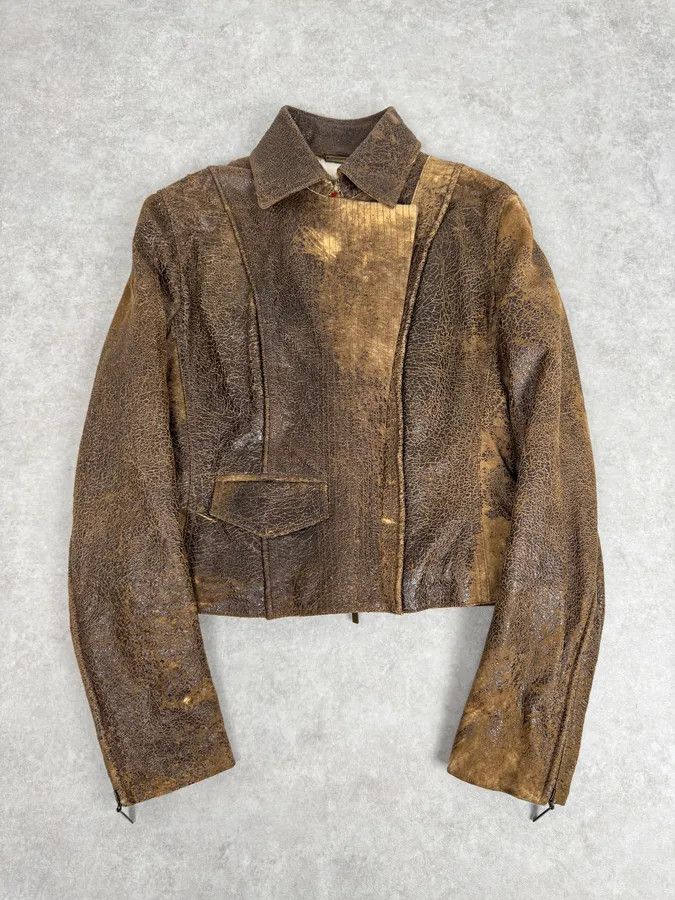 Roberto Cavalli 2000s Roberto Cavalli Raw Brown Leather Patchwork Lining Jacket Size M / US 6-8 / IT 42-44 - 1 Thumbnail