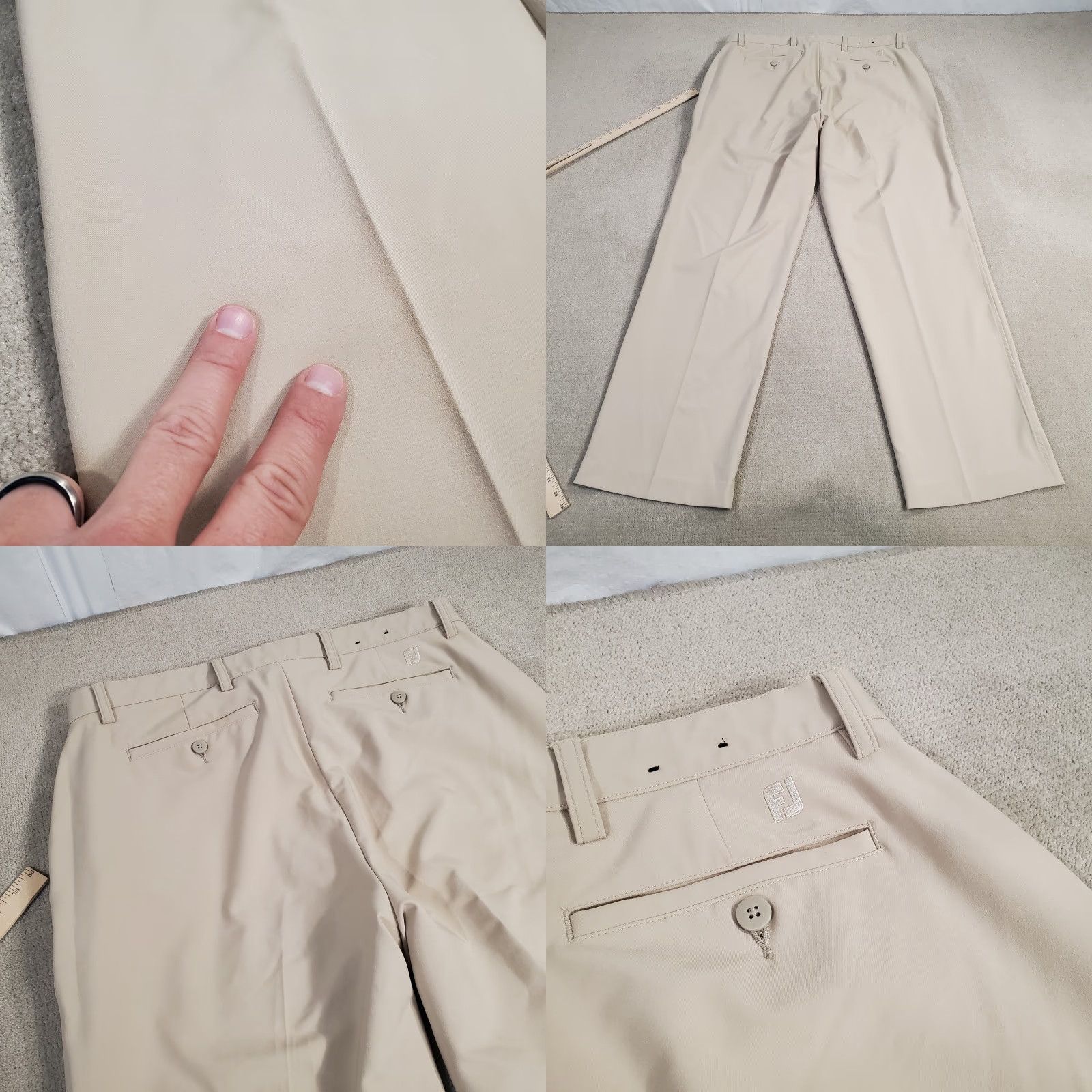 Footjoy FootJoy Pants Mens 36x32 Beige Chino Performance Lightweight Regular Straight Front Flat Front Logo Casual Golf Trousers Mens Size US 36 / EU 52 - 8 Thumbnail