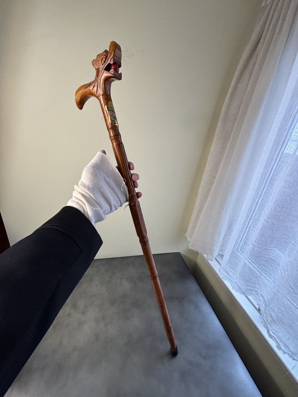 The Great China Wall × Vintage Foo Dragon Chinese Cane Vintage Walking Stick Bamboo Pike Size ONE SIZE - 3 Thumbnail