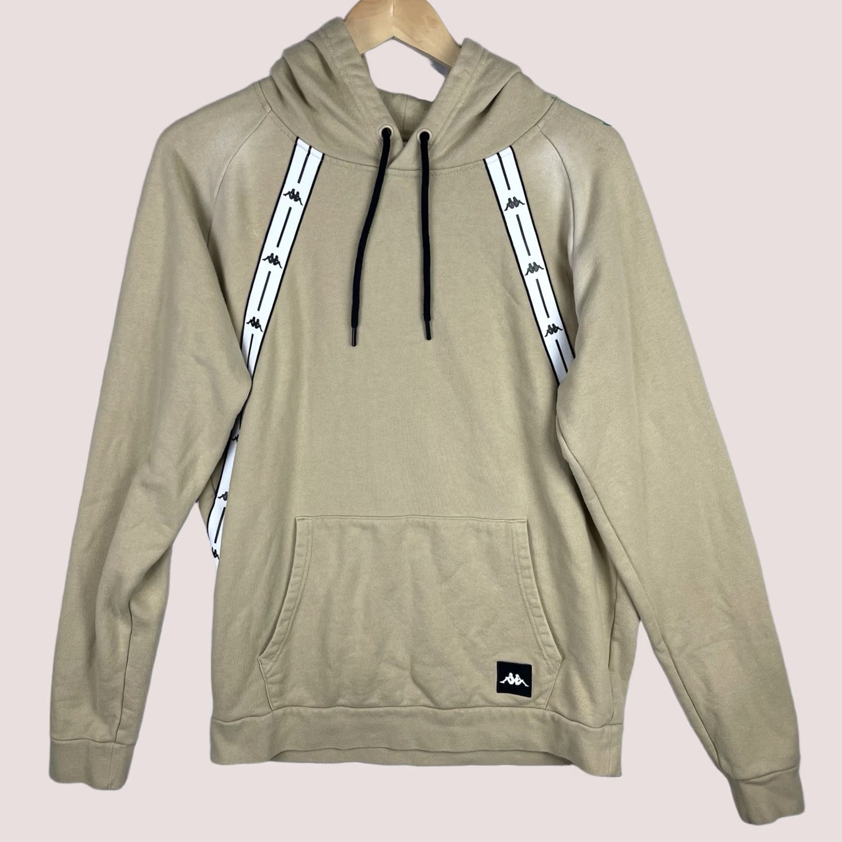 Kappa Kappa Hoodie Mens Large Beige Omni Tape Logo Sweatshirt Pullover Athletic sweatshirt Logo Hooded Graphic Print Casual Sports Classic 90s Mens Size US L / EU 52-54 / 3 - 1 Thumbnail