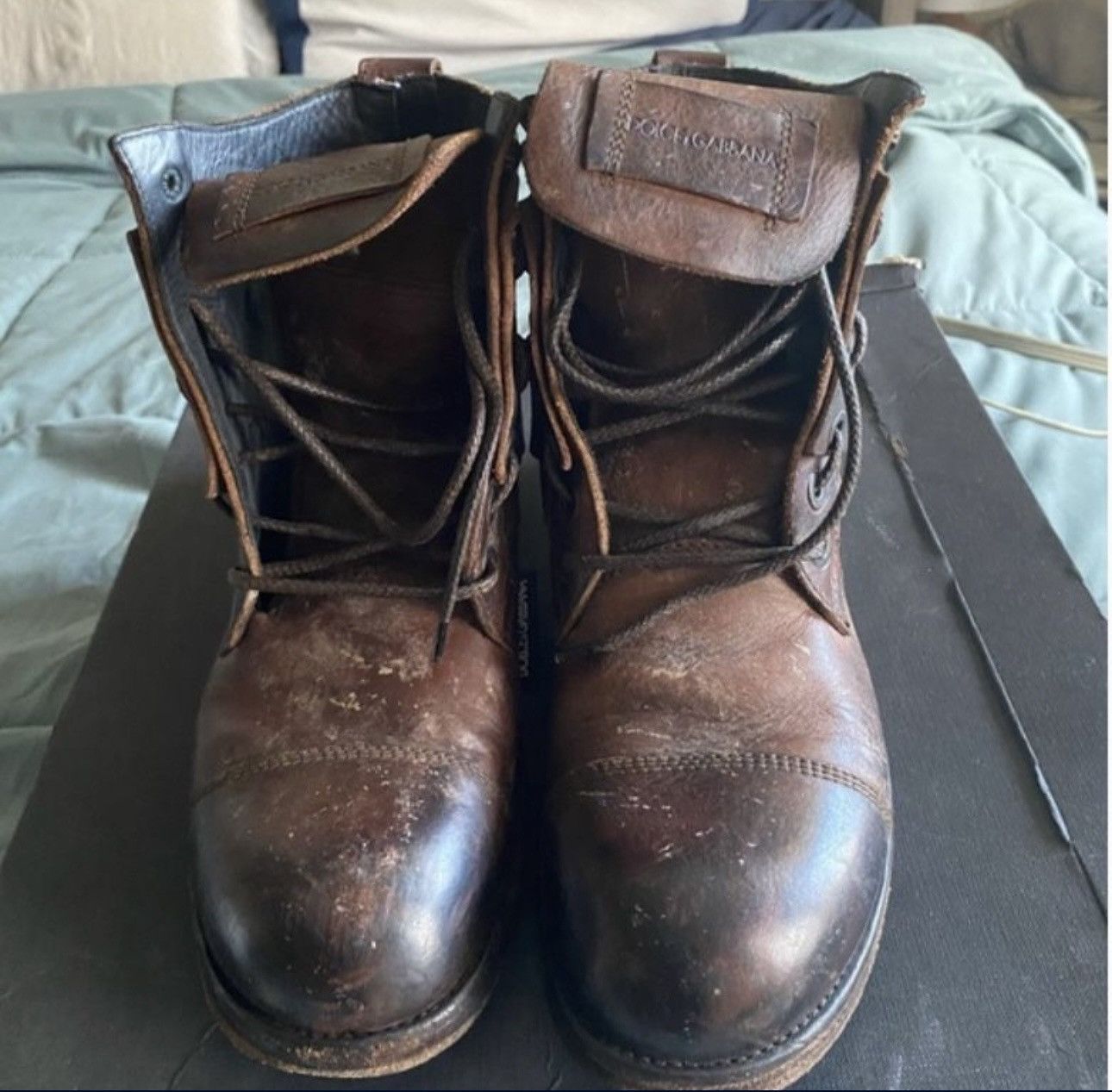 Dolce & Gabbana Dolce & Gabbana Distressed Leather Combat Boots Size US 8 / EU 41 - 1 Thumbnail