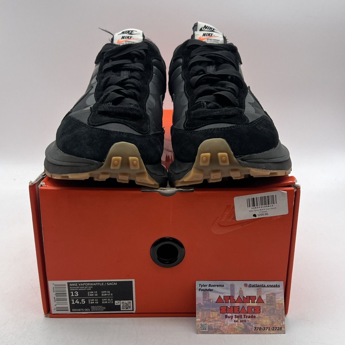 Nike Sacai x vaporwaffle black gum Size US 13 / EU 46 - 2 Thumbnail
