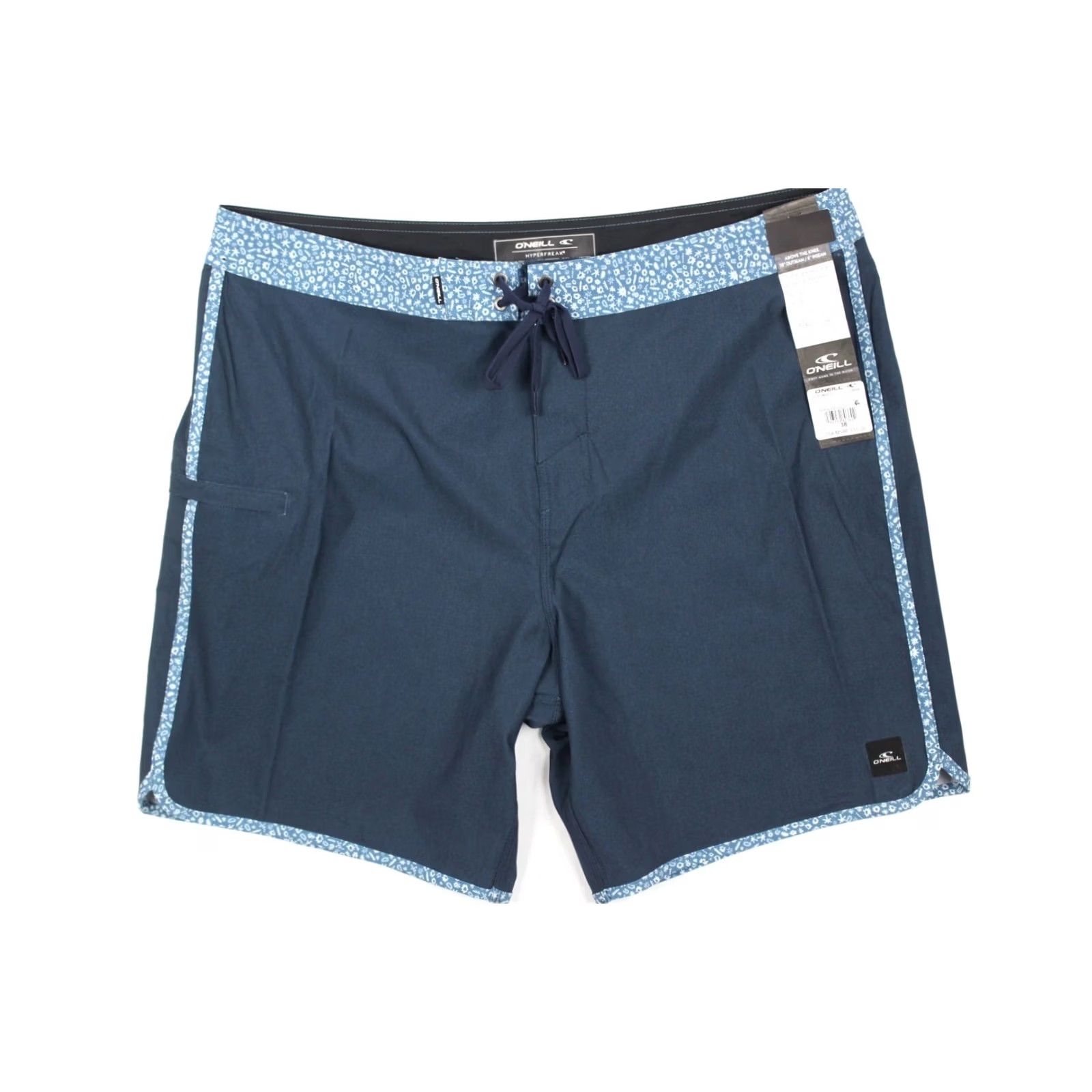 O'Neill O'Neill Men's Hyperfreak Heat Scallop 18" Board Shorts Blue 38 Striped Quick Dry Stretch Back Pocket Adult Mens Shorts Size US 38 / EU 54 - 2 Thumbnail