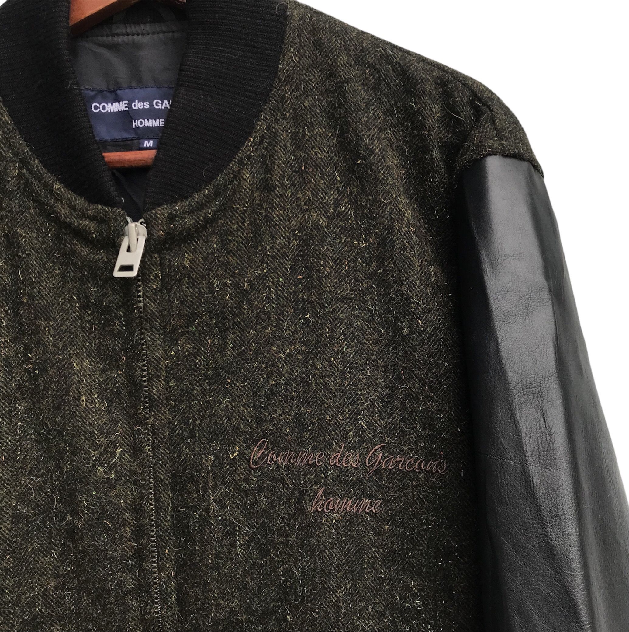 Comme des Garcons RARE Comme Des Garcon varsity wool sleeve leather cowhide Size US M / EU 48-50 / 2 - 2 Thumbnail
