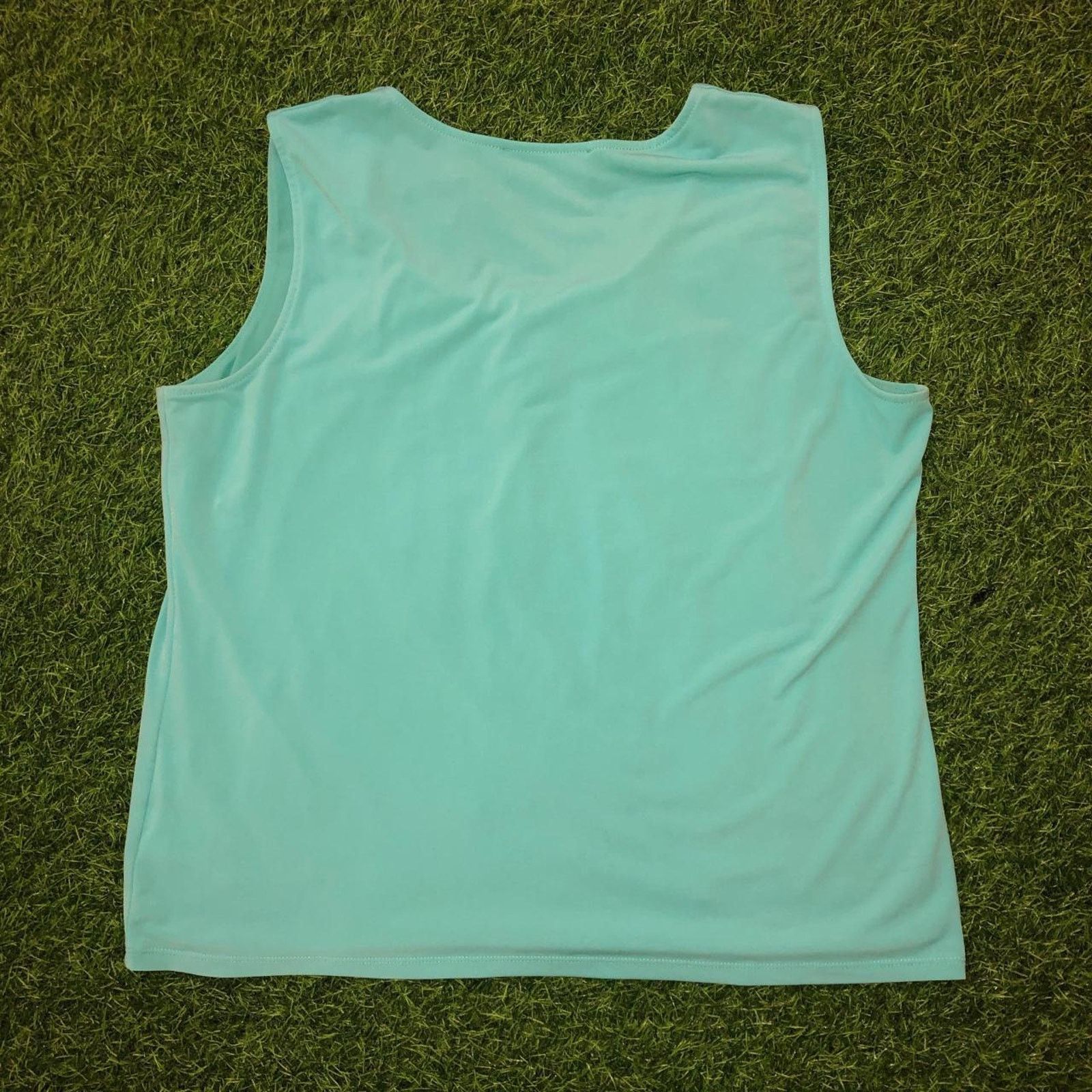Other Women’s Turquoise Solid Kasper Blouse Tank Size L / US 10 / IT 46 - 2 Thumbnail