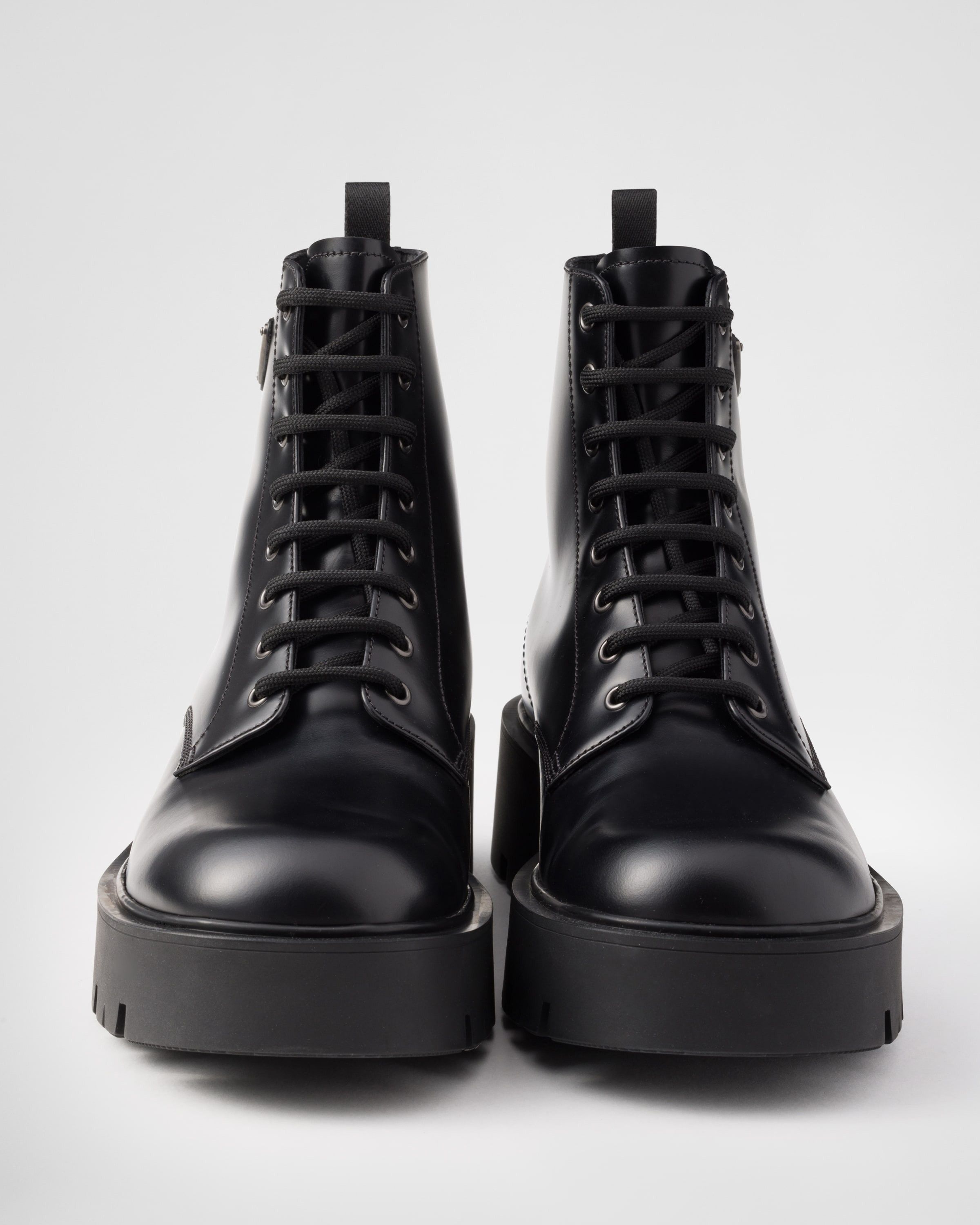 Prada o1la1rc1a0925 Brushed Leather Combat Boots in Black Size US 8 / EU 41 - 5 Thumbnail