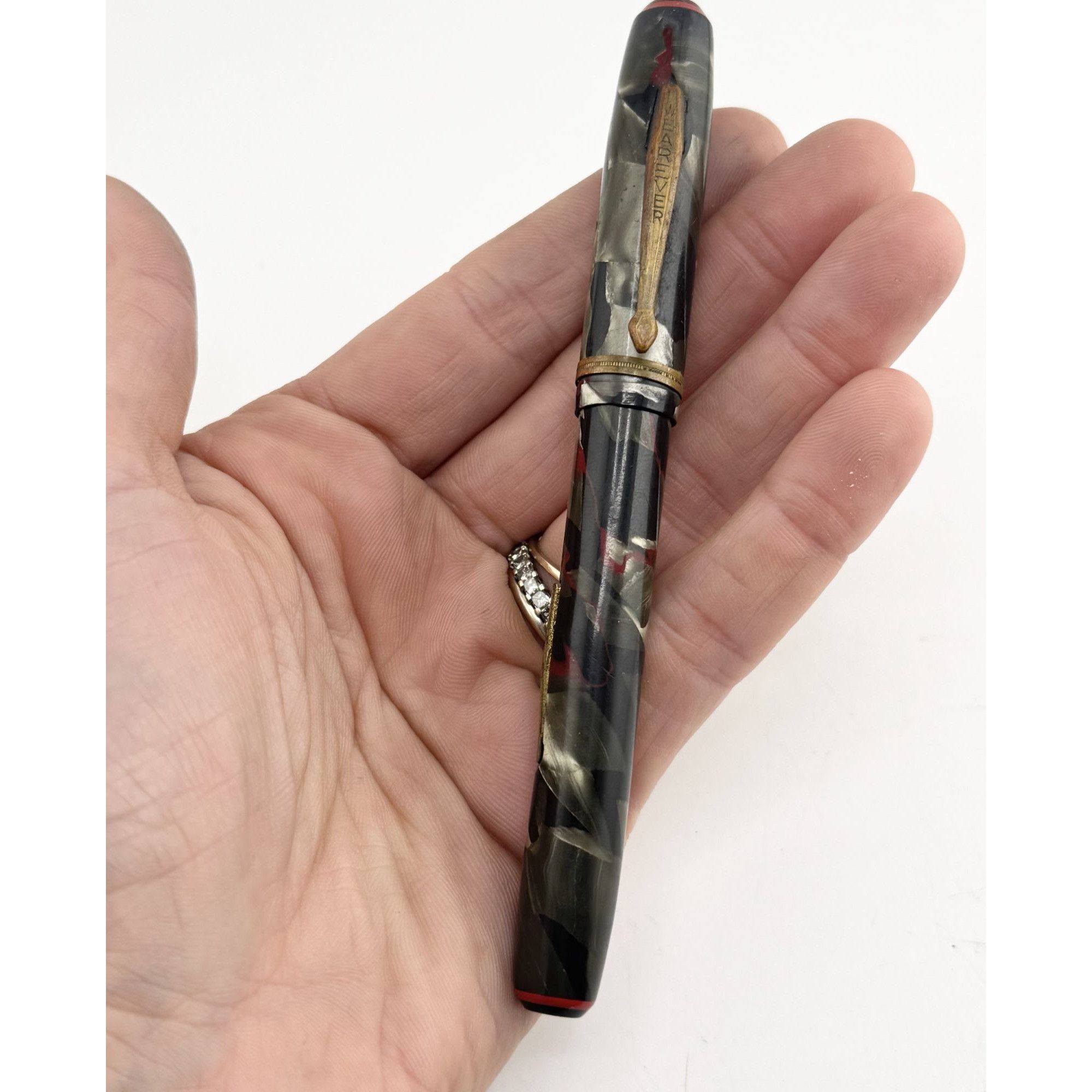 Vintage Vintage Used Wearever Supreme Fountain Pen Red Onyx Marble D Size ONE SIZE - 3 Thumbnail