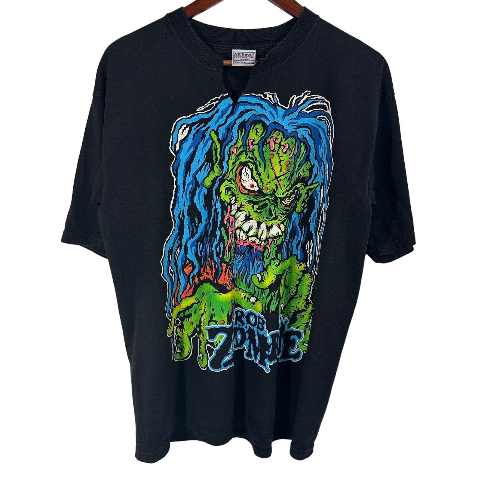 image of All Sport Vintage Rob Zombie Demonoid Big Back Hit Graphic T-Shirt L in Black, Men's (Size Large)