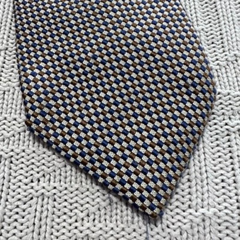 Bergdorf Goodman Bergdorf Goodman navy and bronze gingham silk tie Size ONE SIZE - 2 Thumbnail