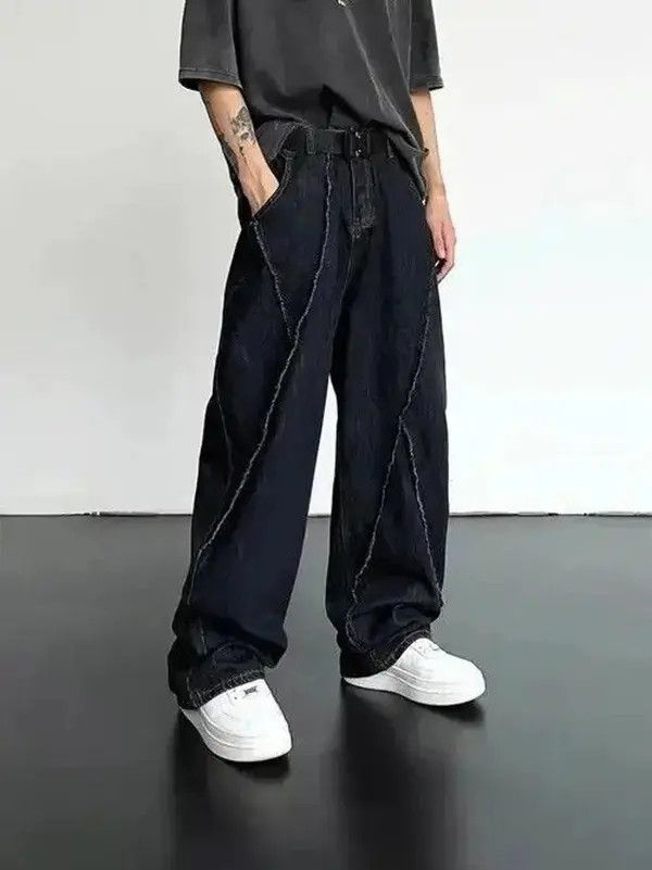 Jean Asamiya x Ruuko Faded Frayed Dark Denim Wide-Leg Jeans Size US 34 / EU 50 - 1 Thumbnail
