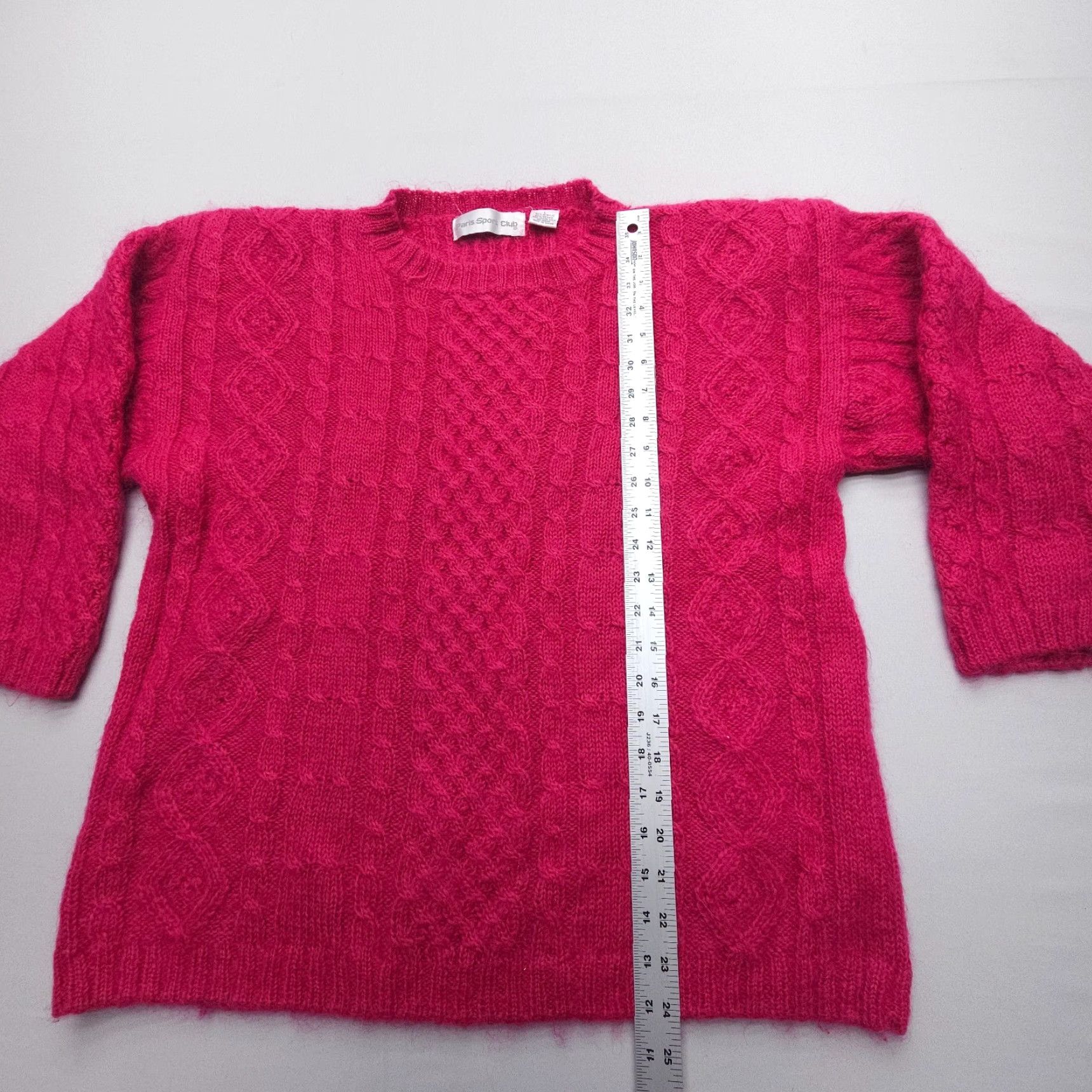 Vintage VINTAGE Paris Sport Club Mohair Blend Cable Knit Sweater Womens Large Pink Mohair Cable-Knit Pullover Winter Fall Spring Mock Neck Skirt? Size L / US 10 / IT 46 - 5 Thumbnail