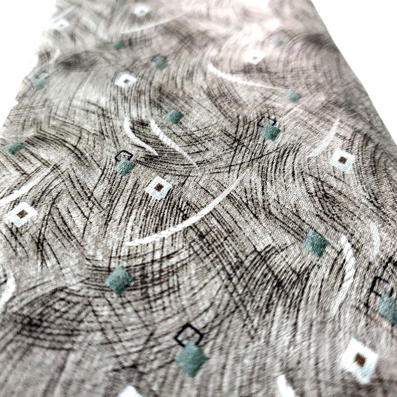 Pierre Cardin Pierre Cardin Silk Tie Beige Abstract Wide Size ONE SIZE - 2 Thumbnail