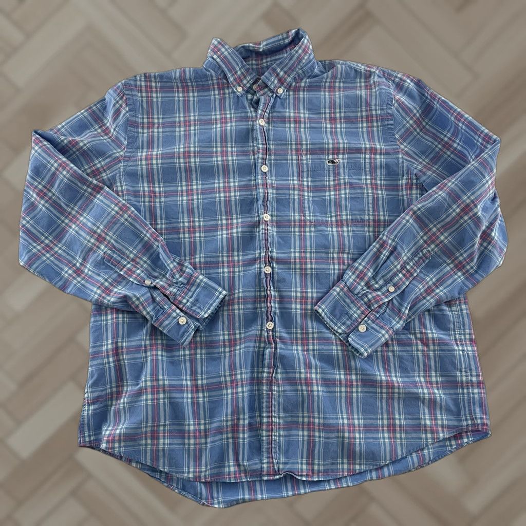 Vineyard Vines Vineyard Vines Slim Tucker Plaid Long Sleeve Button-Up Shirt XL Blue Mens Size US XL / EU 56 / 4 - 1 Thumbnail