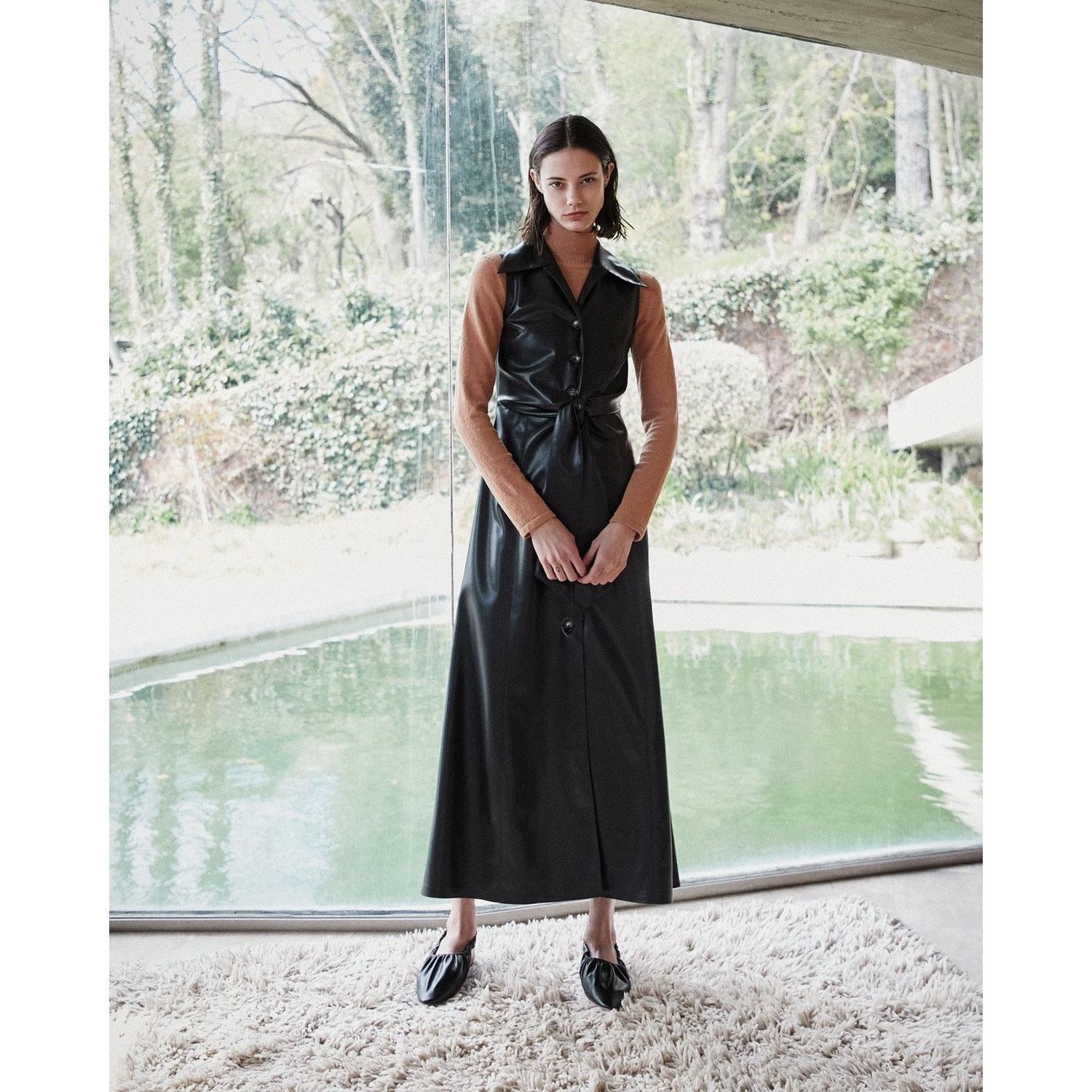 Nanushka Nanushka The Sharma Black Faux leather tie front dress sz XS Size XS / US 0-2 / IT 36-38 - 1 Thumbnail