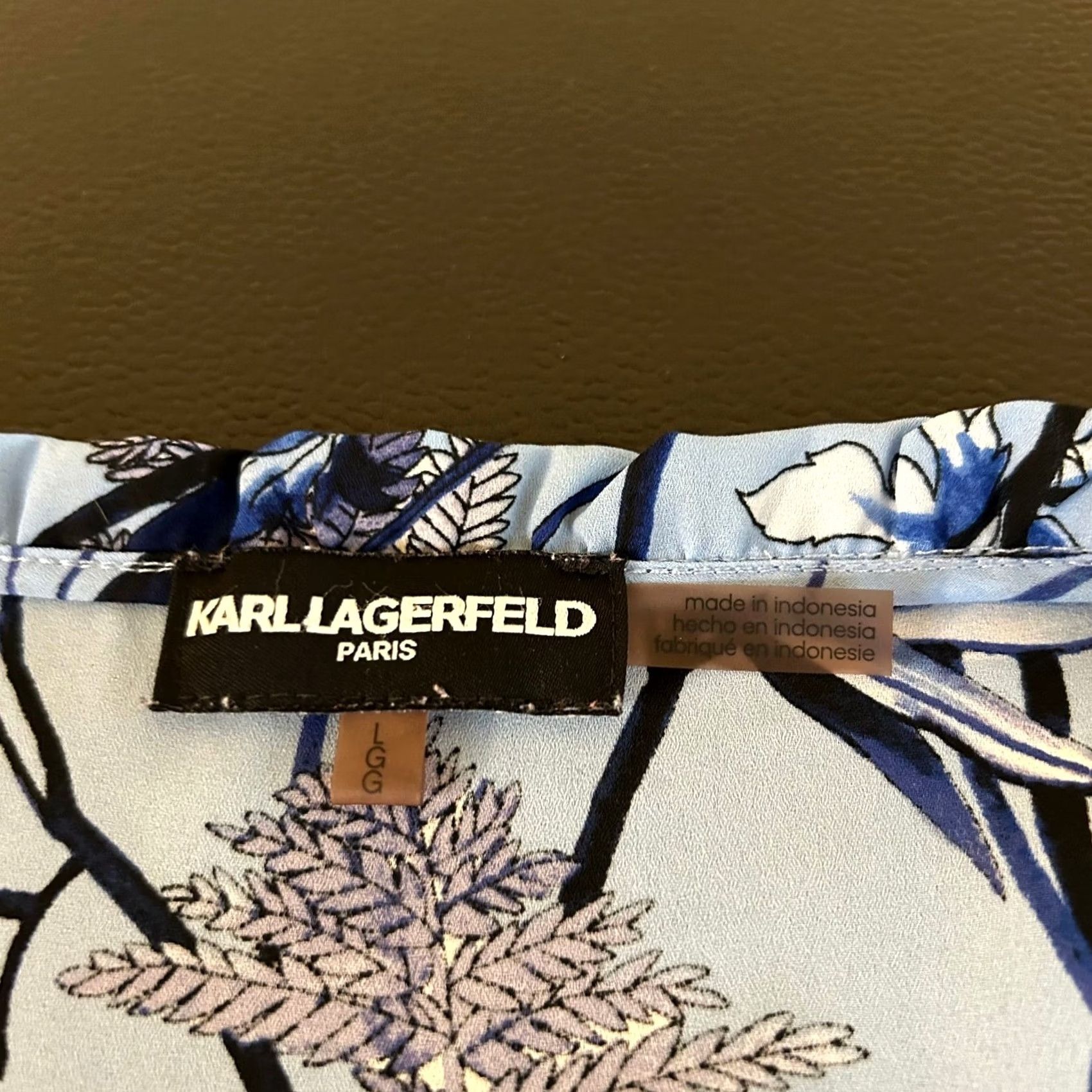 Karl Lagerfeld Karl Lagerfeld Paris Floral Tie Front Blouse Top Blue Flowers Women Large Size L / US 10 / IT 46 - 2 Thumbnail