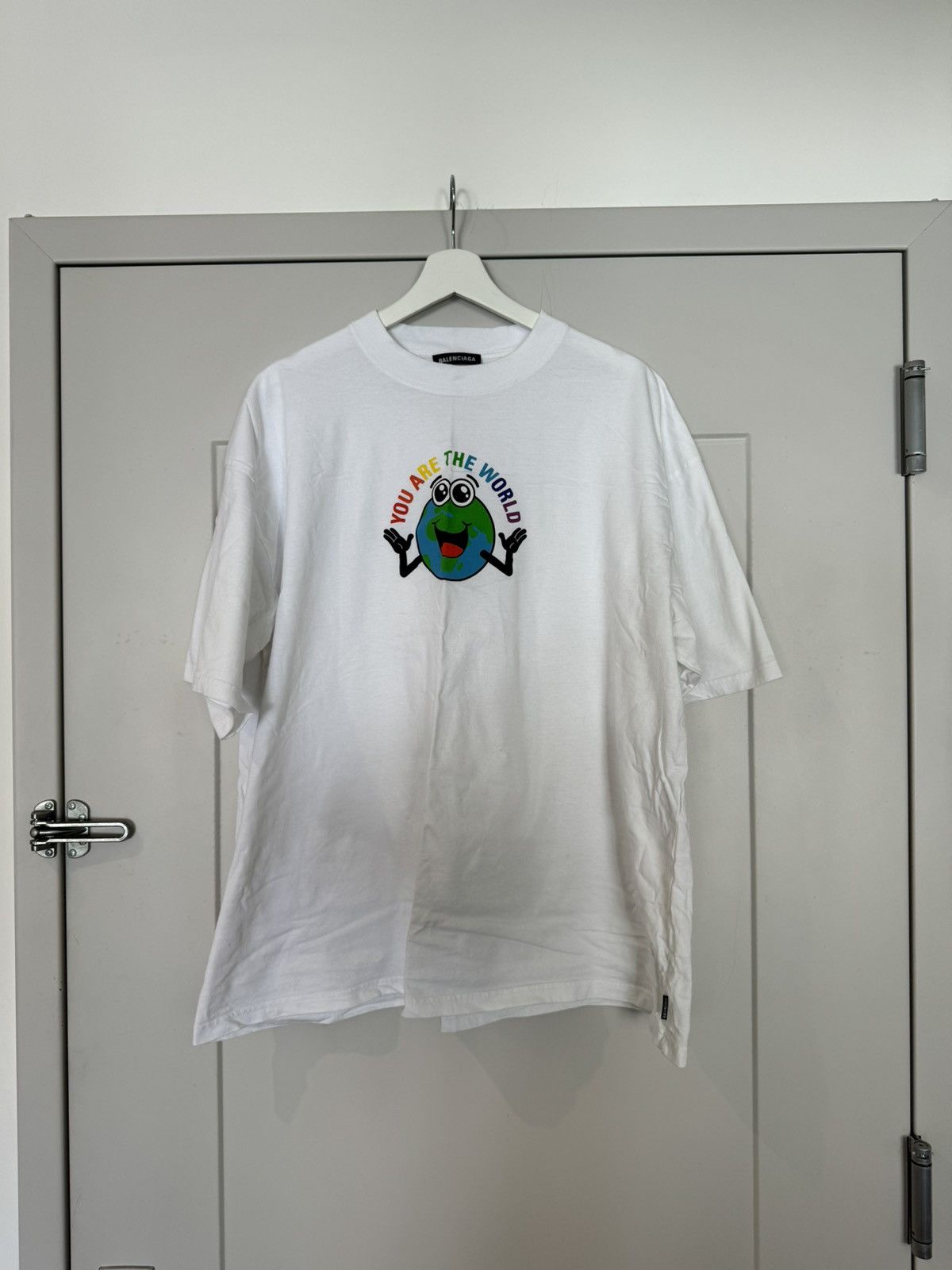 image of Balenciaga “You Are The World” Tee in White, Men's (Size 2XL)