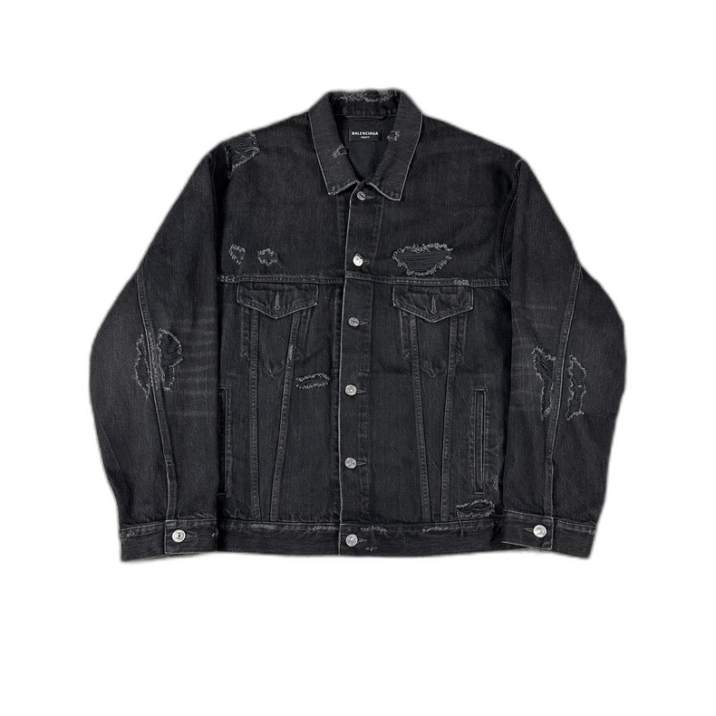 Balenciaga Balenciaga Black Embroidered Denim Jacket Size US M / EU 48-50 / 2 - 1 Thumbnail