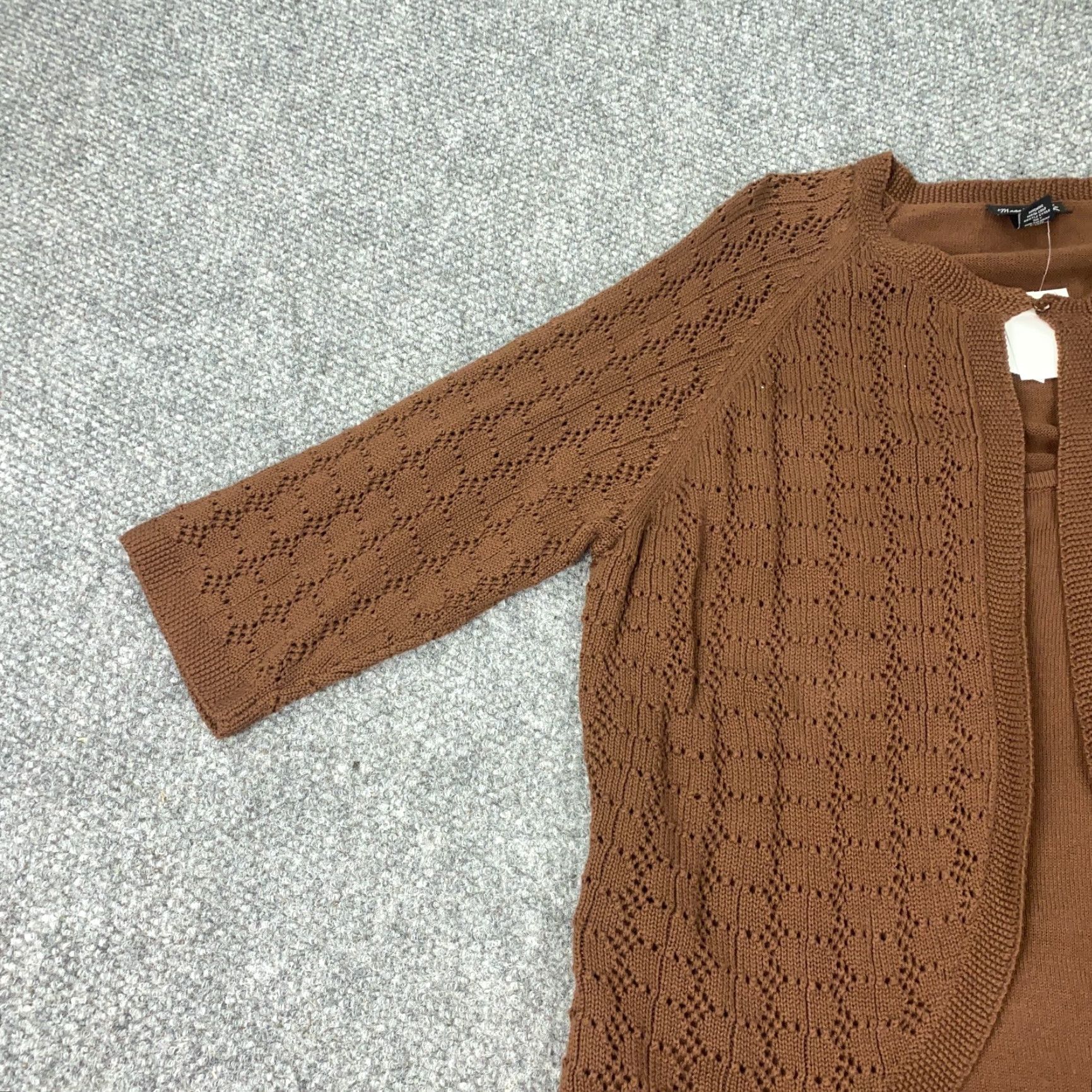 Vintage VINTAGE Maggie Barnes Womens Sweater Pullover 2X Brown Open-Knit 3/4 Sleeve Fall Winter Size XXL / US 16-18 / IT 52-54 - 2 Thumbnail