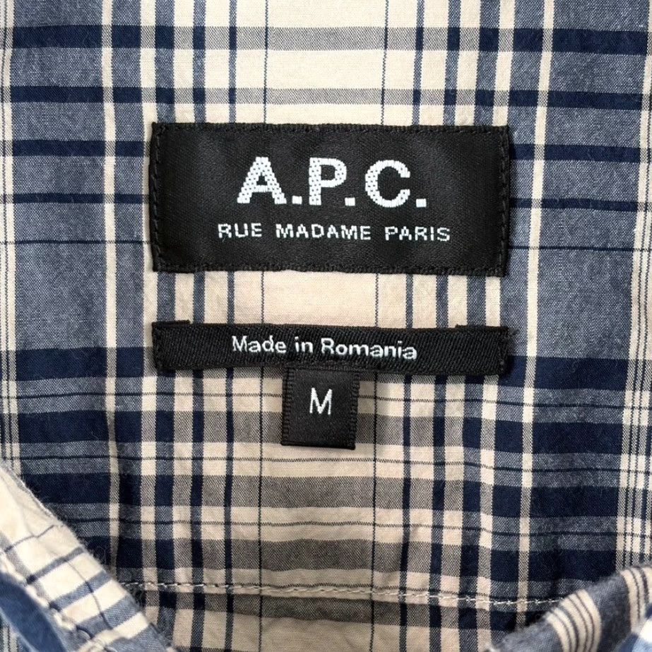 Vintage APC Rue Madame Paris Shirt Mens Medium Blue Plaid Long Sleeve Button-Up Collar Pockets Back Designer Preppy Size US M / EU 48-50 / 2 - 2 Thumbnail