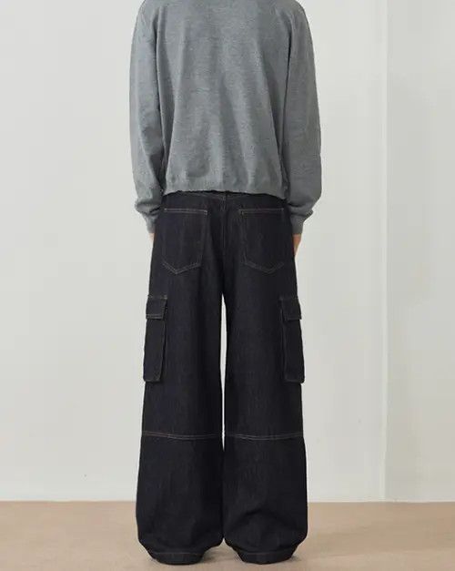 VIBE Multi-pocket patchwork wide-leg American loose work jeans Size US 32 / EU 48 - 6 Thumbnail