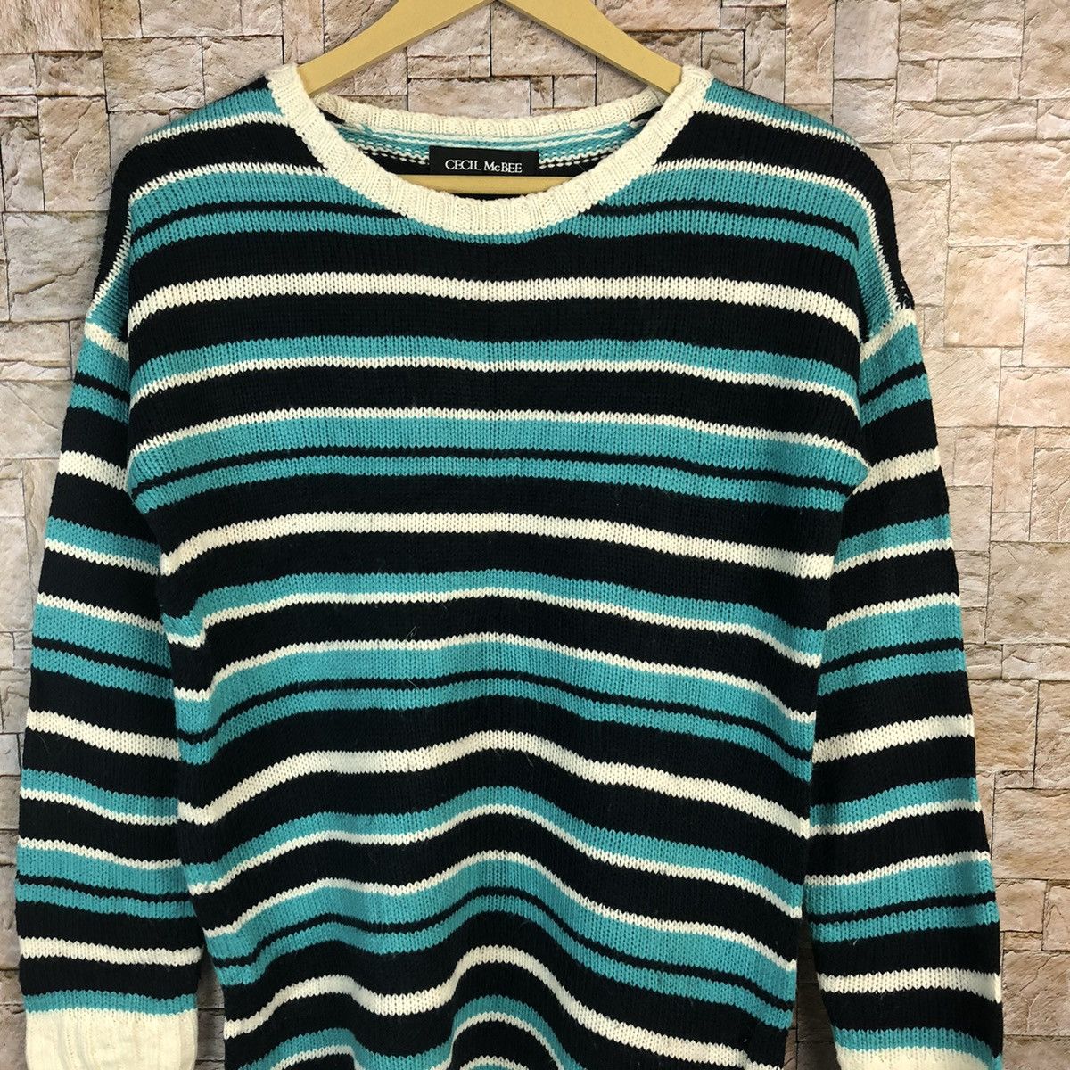 Designer × Japanese Brand × OVER THE STRiPES Cecil Mcbee Green Stripe Knitwear #A766 Size M / US 6-8 / IT 42-44 - 5 Thumbnail
