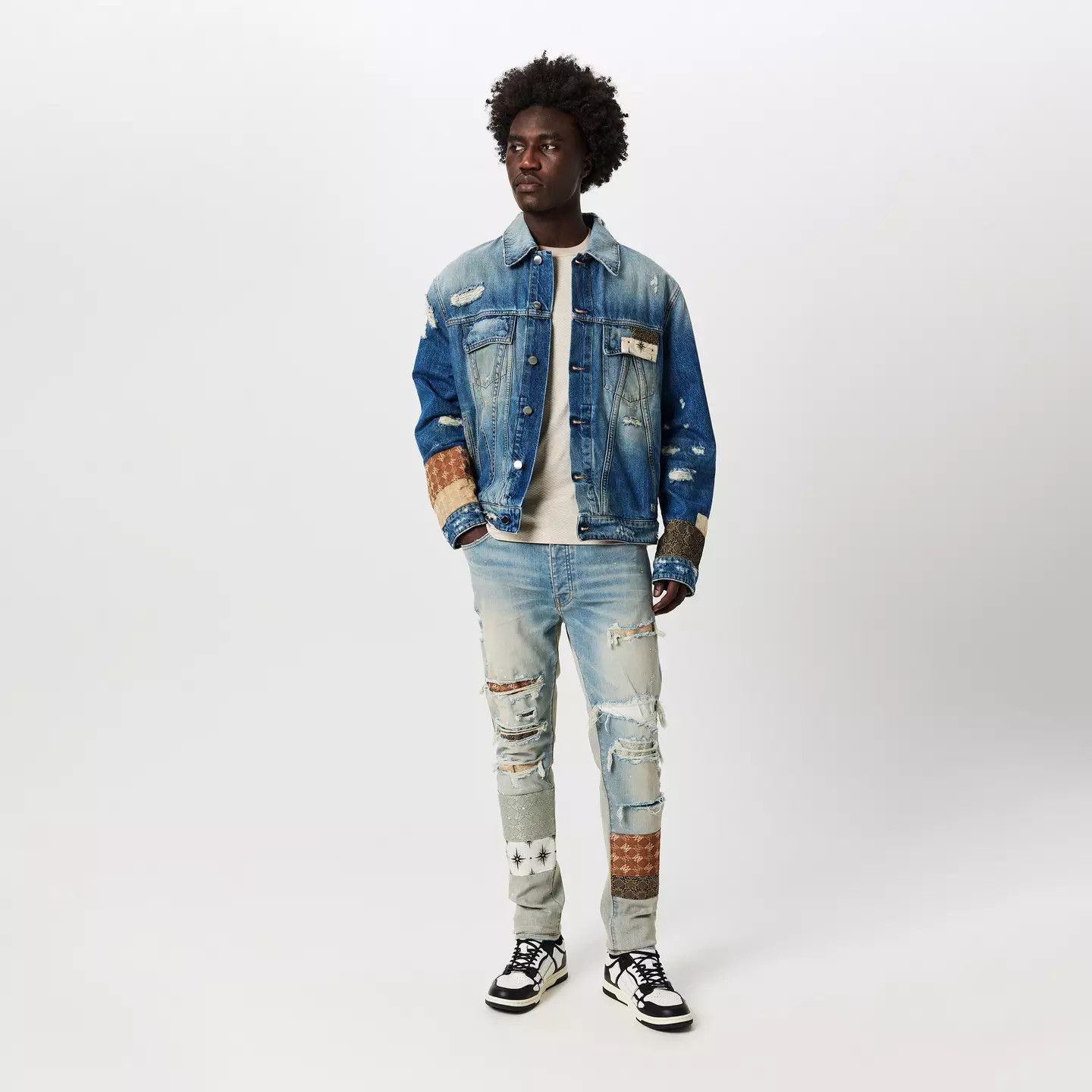 Amiri o1g2r1mq0426 Distressed Skinny Jeans in Antique Indigo Size US 34 / EU 50 - 6 Thumbnail