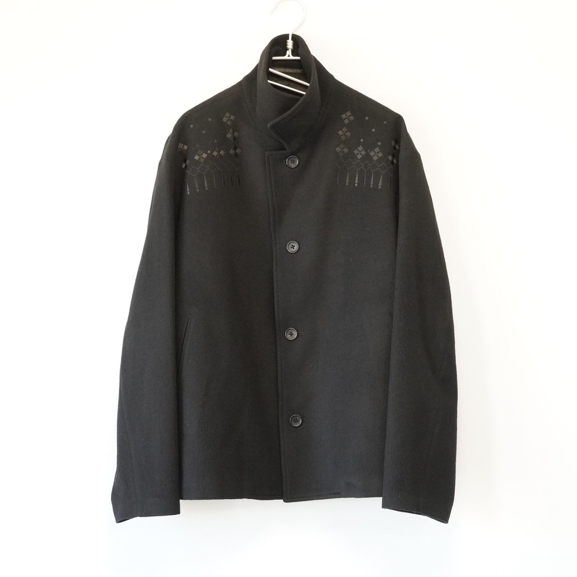 Yohji Yamamoto Yohji Yamamoto Black Embroidered Wool Jacket Size US S / EU 44-46 / 1 - 1 Thumbnail
