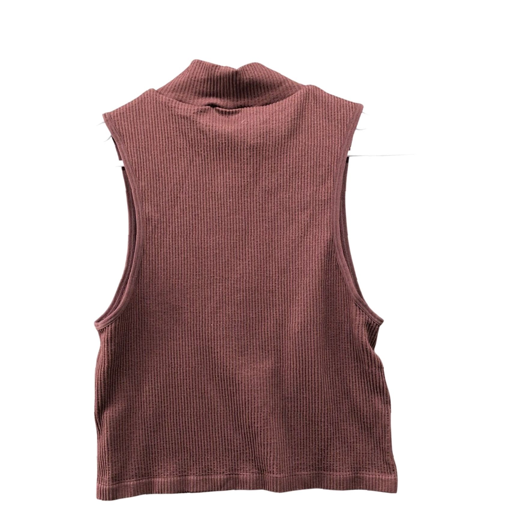 Zara ZARA Ribbed Crop Top Womens M Brown Solid Sleeveless Mock Neck Fitted Tank Casual Size M / US 6-8 / IT 42-44 - 2 Thumbnail