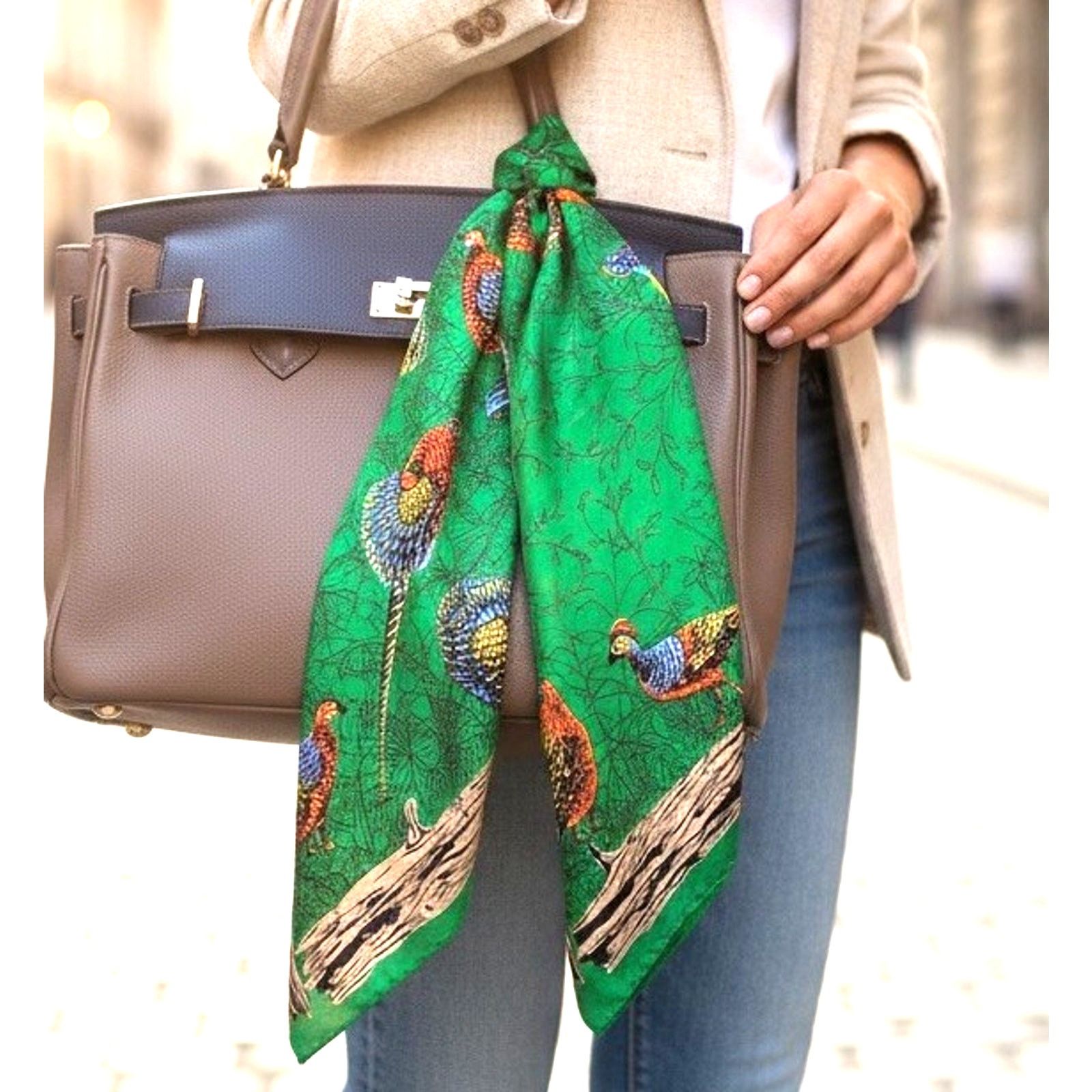 Other VTG Scarf Pheasant Bird Nature Green Hunting Wood Border 70s Size ONE SIZE - 4 Thumbnail