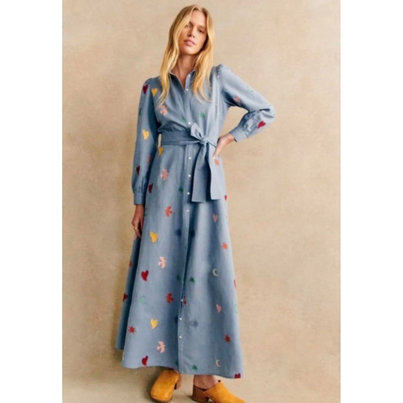 Sezane NWT SEZANE Pangea blue multicolor embroidered linen Bella MI Size S / US 4 / IT 40 - 1 Thumbnail