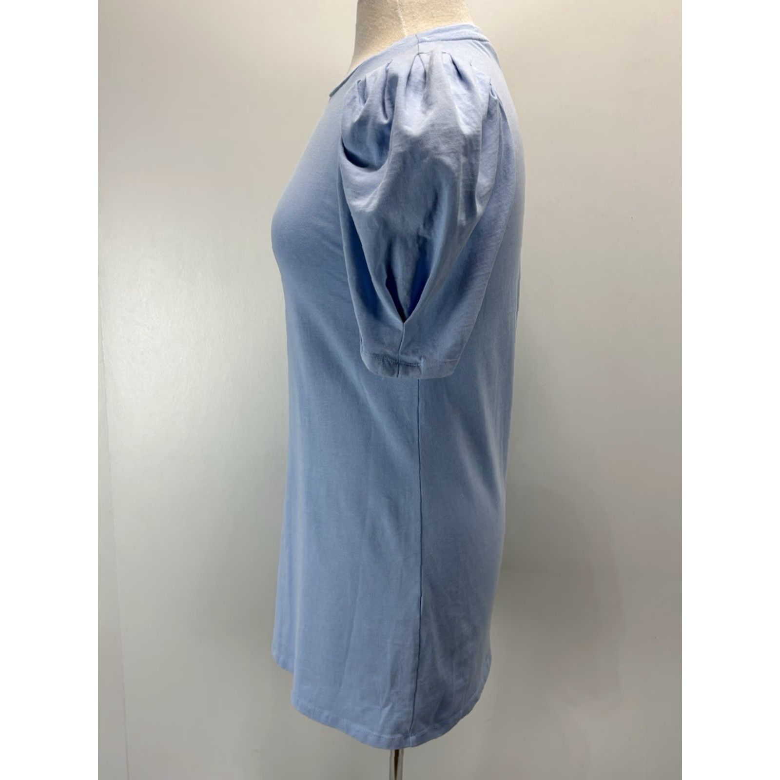 Vintage Pomander Place Stella Dress Women XS Blue Short Puff Sleeve A-Line Casual Size 26" / US 2 / IT 38 - 2 Thumbnail