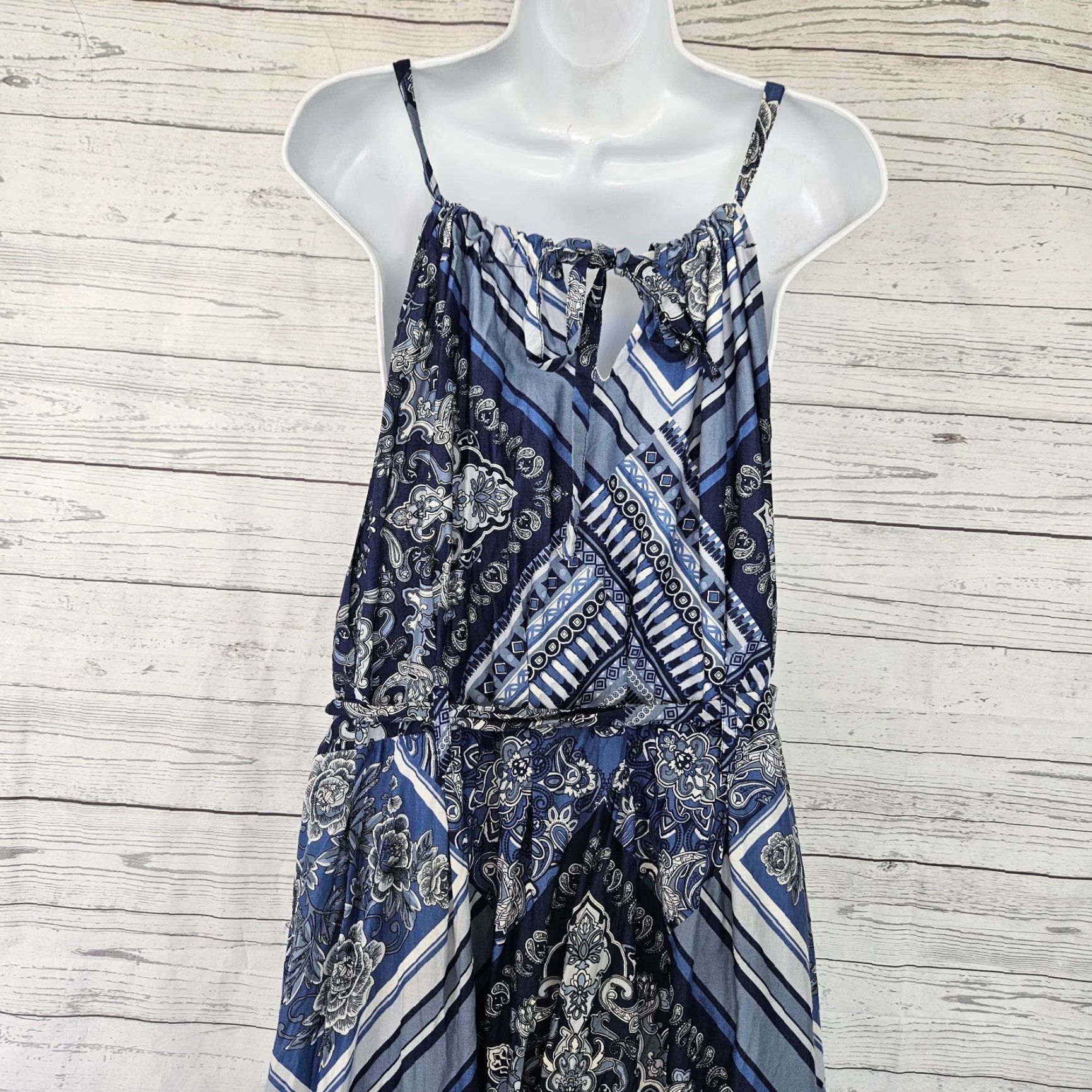 Lucky Brand Lucky Brand Maxi Dress Womens Size M Blue White Sleeveless Cotton Printed 52" Length 19.5" Width | Girls? Mens? - No, keep endgender if applicable. Size M / US 6-8 / IT 42-44 - 5 Thumbnail