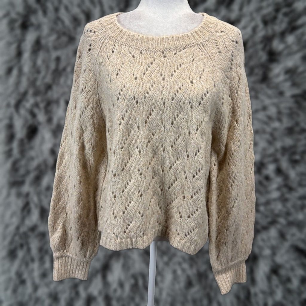J.Crew VINTAGE J.CREW Women's Sweater XL Knit Crew Neck Wool Blend Long Sleeve Pullover Cream Size XL / US 12-14 / IT 48-50 - 1 Thumbnail