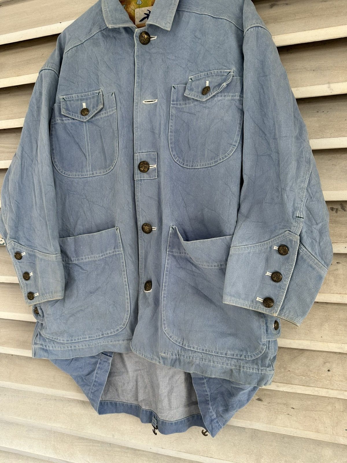 Hai Sporting Gear × Issey Miyake 1990 - Hai Sporting Gear Denim Cargo Jacket (Issey Miyake) Size US XL / EU 56 / 4 - 4 Thumbnail