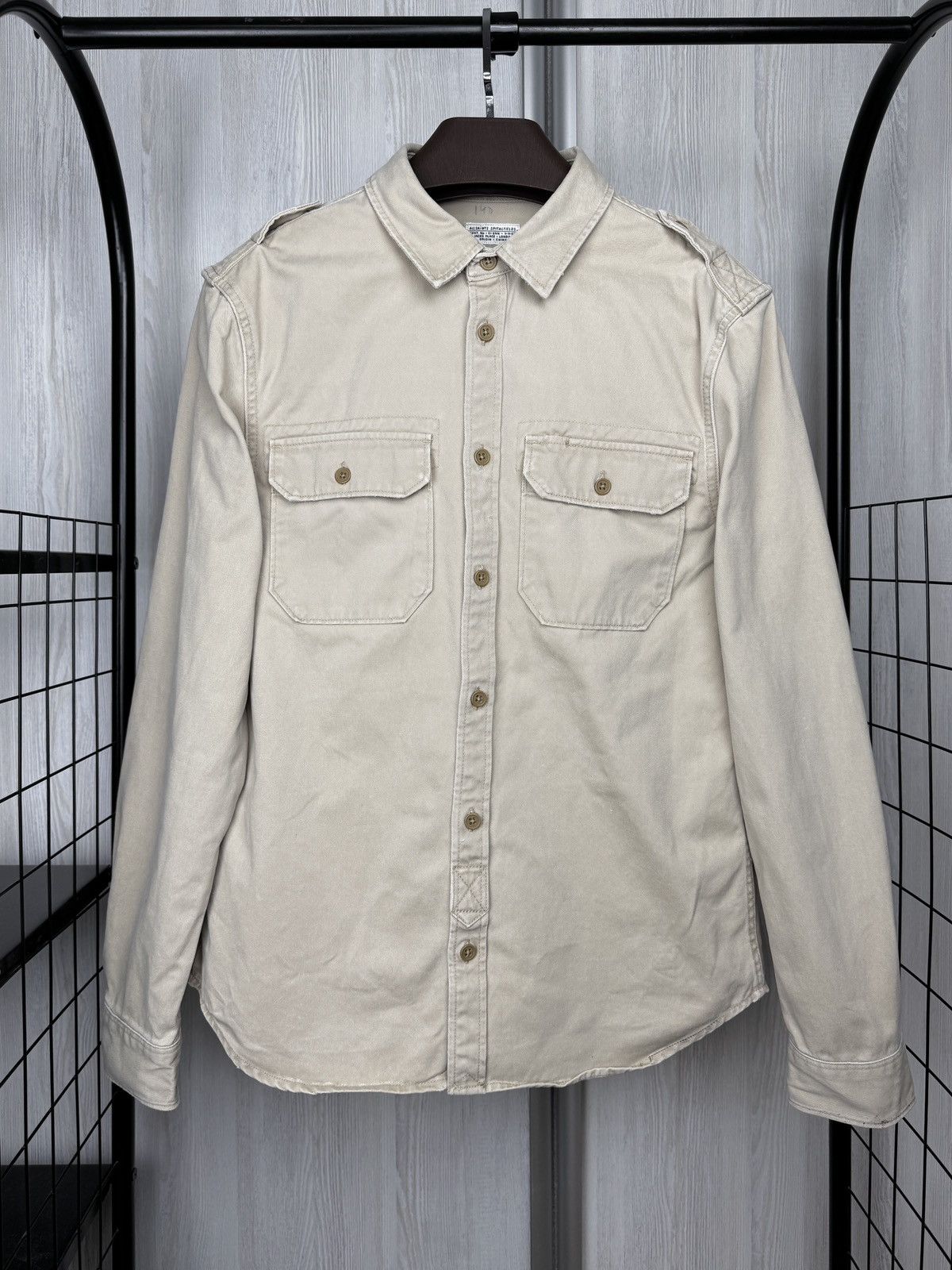 Allsaints Allsaints Spitalfields Cotton Beige Button Up Convoy Shirt L Size US L / EU 52-54 / 3 - 2 Thumbnail