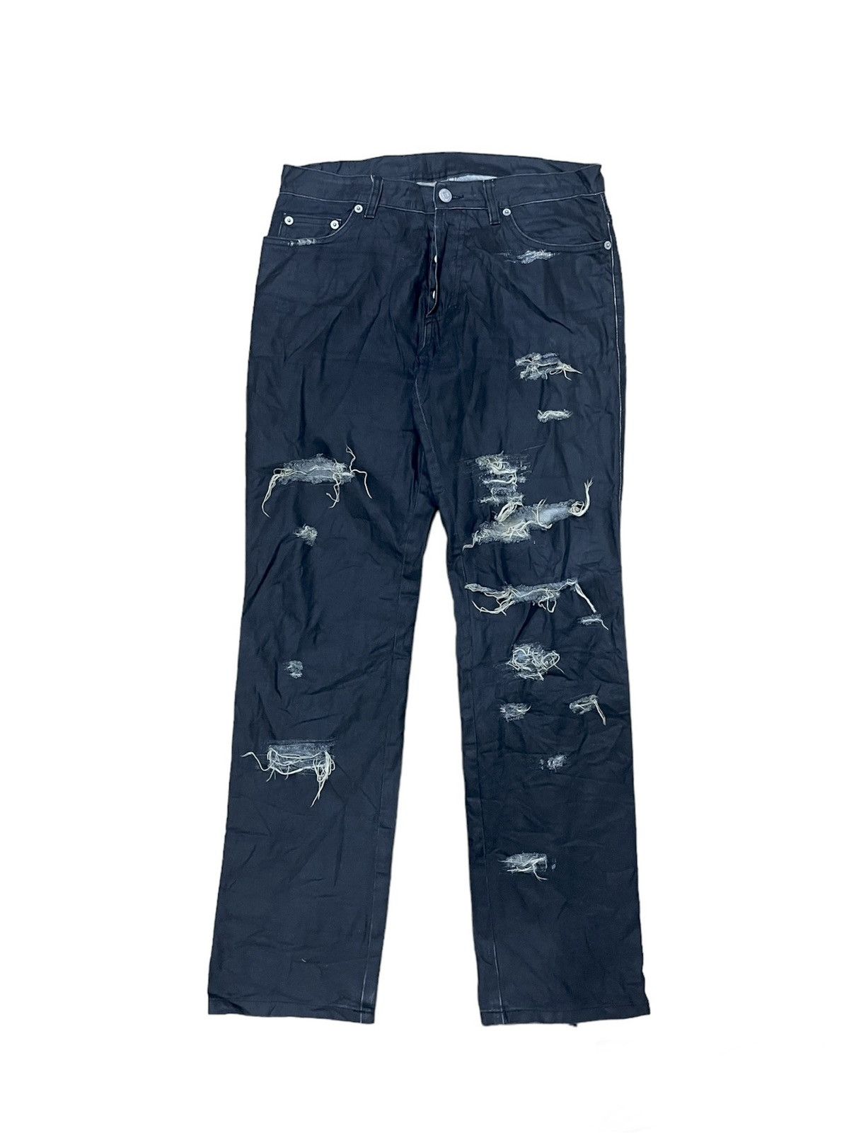 Jil Sander Raf Simons era Jil Sander Waxed Distressed Denim Pant Size US 29 - 2 Thumbnail
