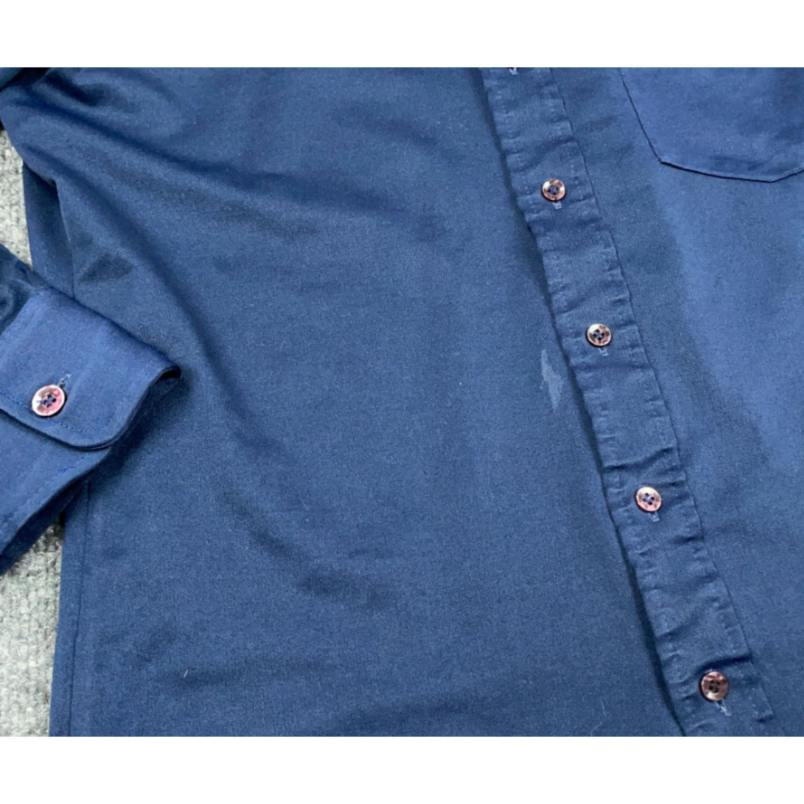 Vintage VINTAGE 80s Mod Style Dark Blue Knit Button-Up Shirt Adult 15 / 33 K-mart Button-Front Solid Long Sleeve Collared Casual Mens Size US M / EU 48-50 / 2 - 4 Thumbnail