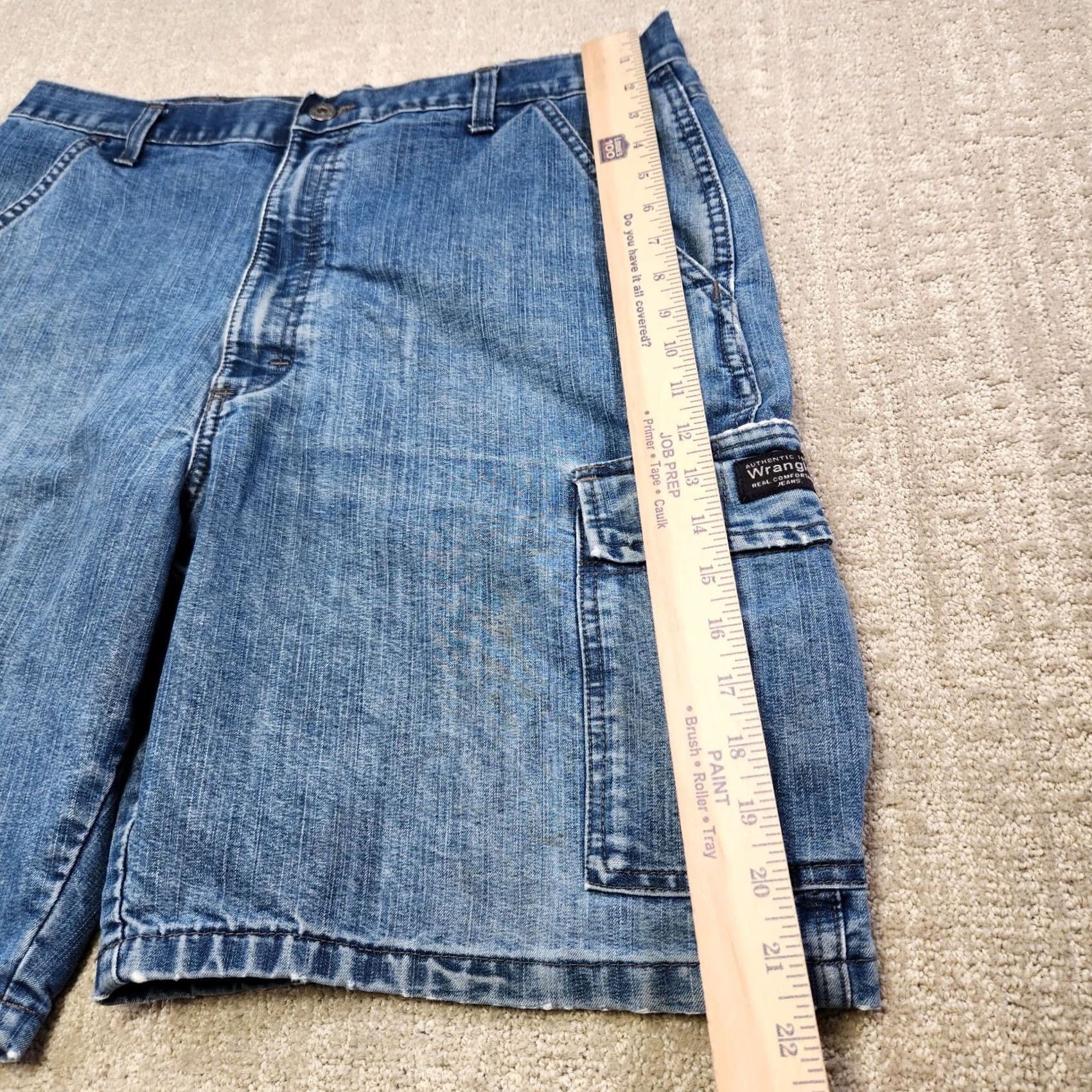 Wrangler VINTAGE Wrangler Denim Shorts Men 34 Baggy Wide Leg Cargo Jorts Workwear Casual 90s Grunge Hip Hop Blue Cotton Pocketed Mens Size US 34 / EU 50 - 6 Thumbnail
