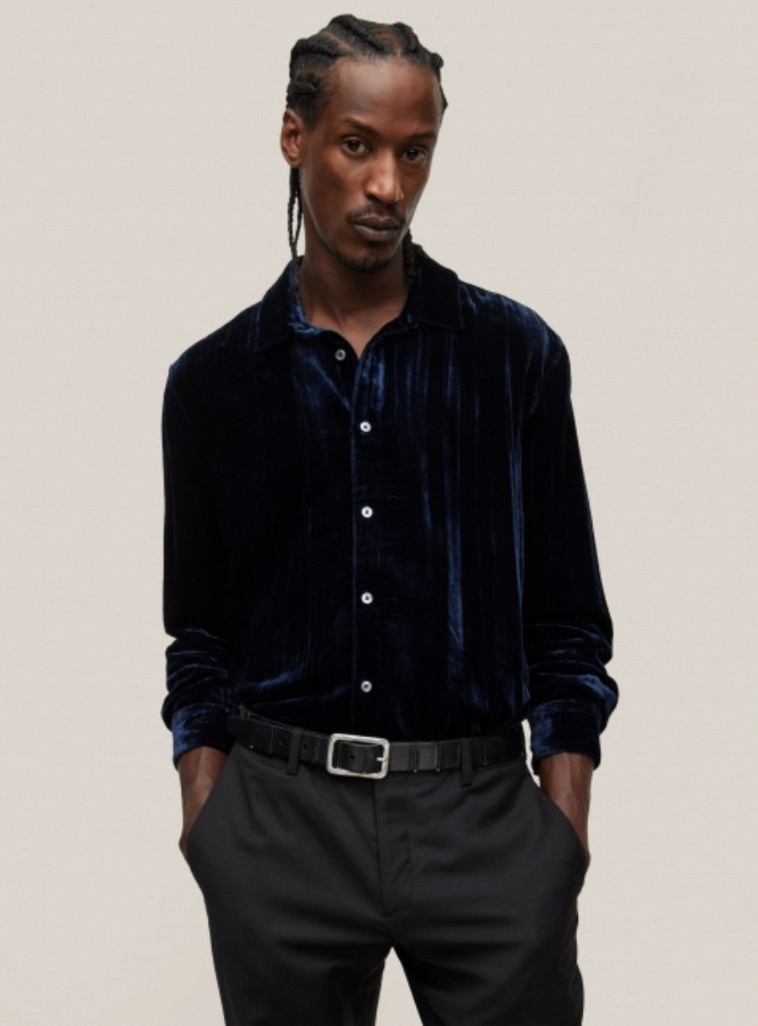 John Varvatos Crinkled Velvet slim Shirt large Size US L / EU 52-54 / 3 - 1 Thumbnail