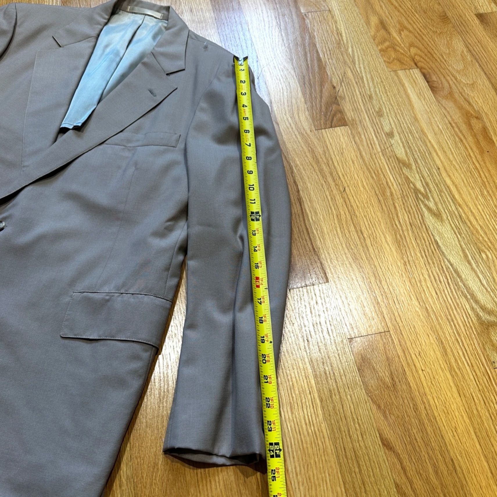 Vintage VINTAGE 1960s Rockabilly Beige Wool Suit Jacket Mens Size 44 Regular Waist 36 Inseam 29 Pants Size 44R - 5 Thumbnail