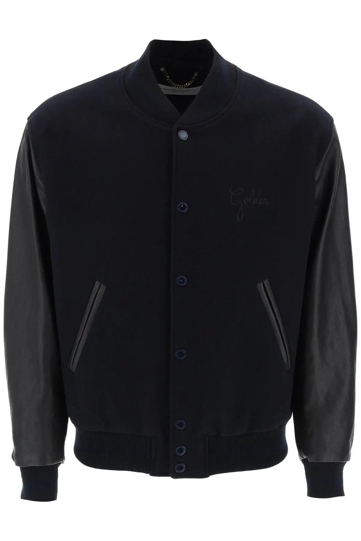 image of Golden Goose O1S22I1N0124 Aleandro Bomber Jacket In Blue Black, Men's (Size Medium)