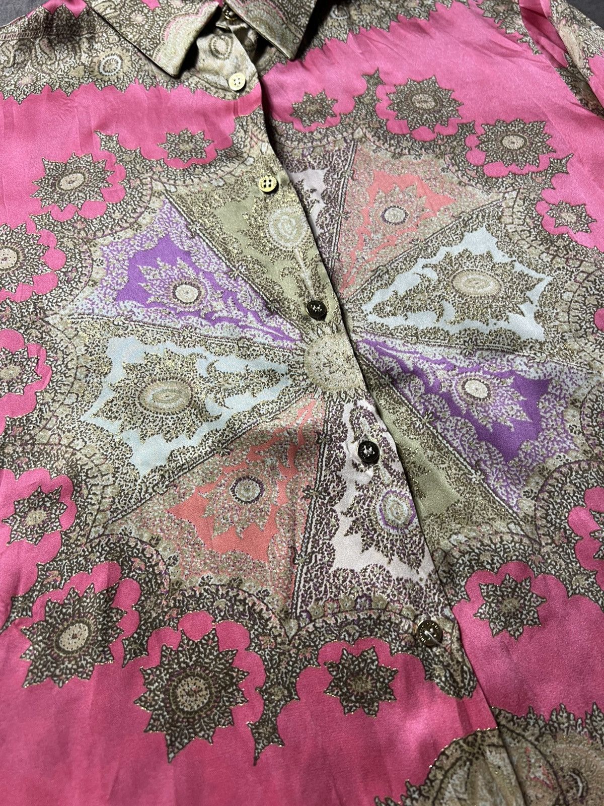 Roberto Cavalli Vintage Roberto Cavalli Silk Button Up Shirt Size S / US 4 / IT 40 - 3 Thumbnail