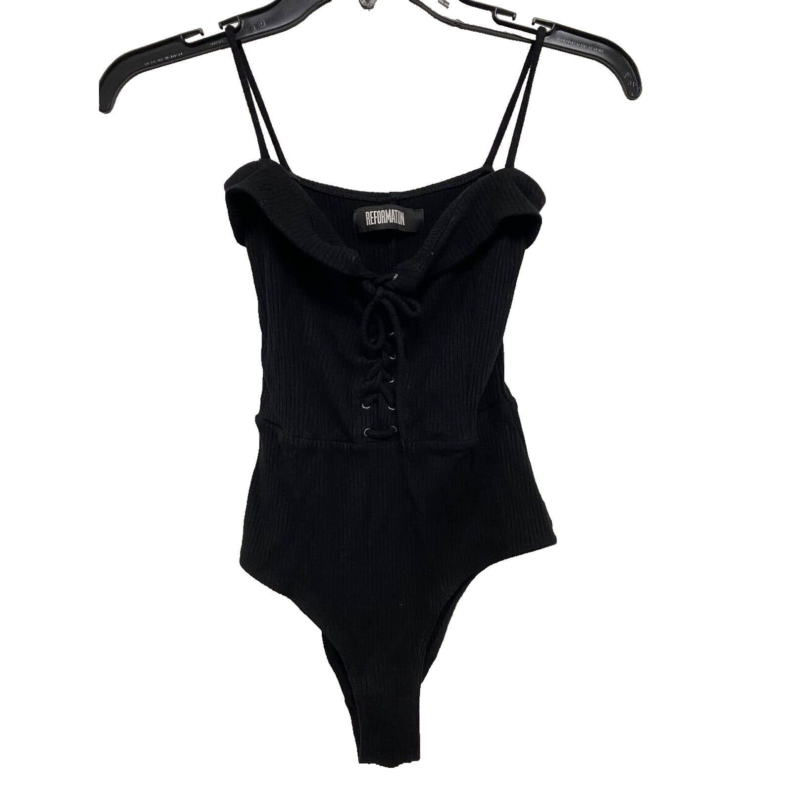 Reformation Reformation Lace-Up Body Suit Black bodysuit Size S A001422 Size 23" - 1 Thumbnail