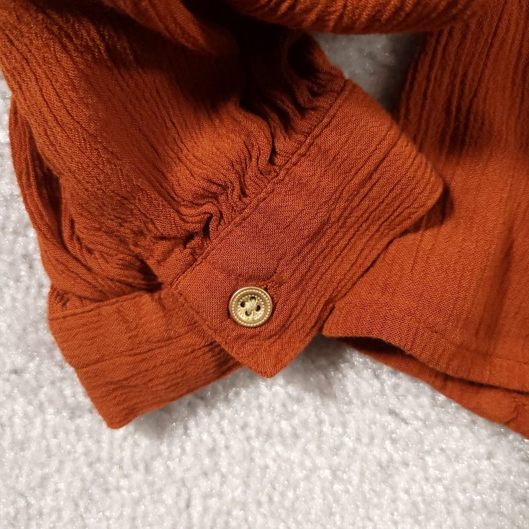Vintage Knox Rose Shirt Women's Large Burnt Orange Long Sleeve Boho V-Neck Lightweight Shirt Size L / US 10 / IT 46 - 5 Thumbnail