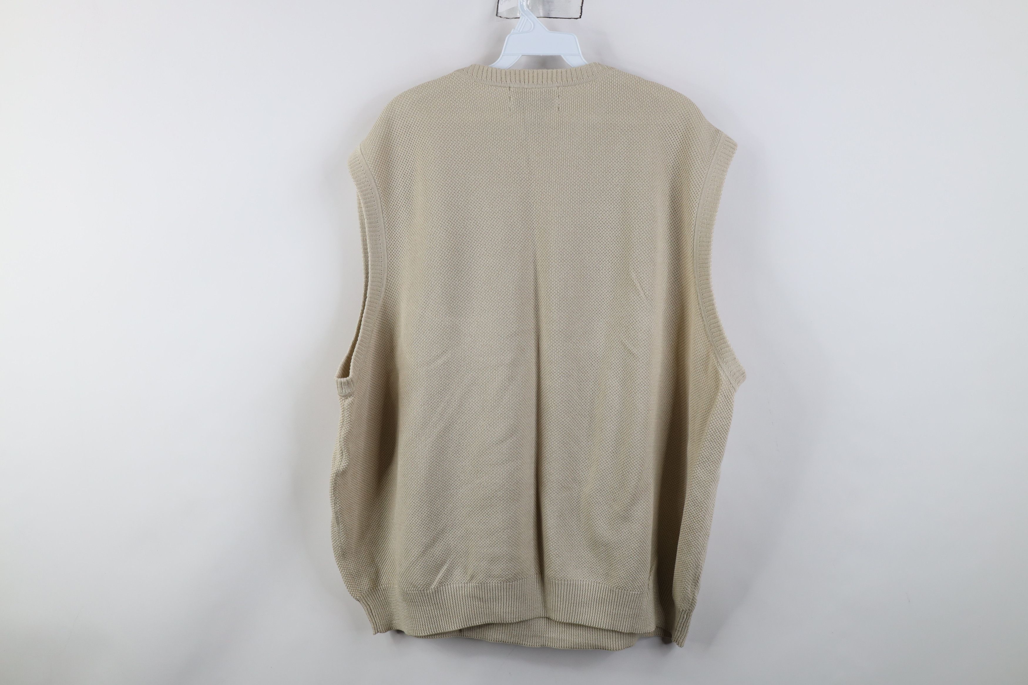 Vintage Vintage 90s Streetwear Thermal Knit Sweater Vest Beige Size US XXL / EU 58 / 5 - 9 Thumbnail