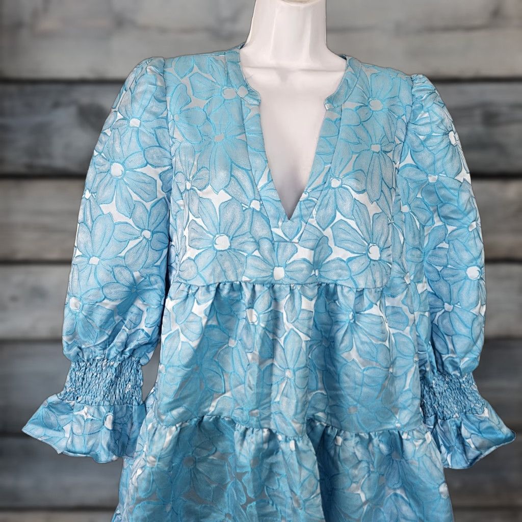 Vintage Pomander Place Dress Womens Kenzo Blue Daisy Jacquard Sz XL Size XL / US 12-14 / IT 48-50 - 1 Thumbnail