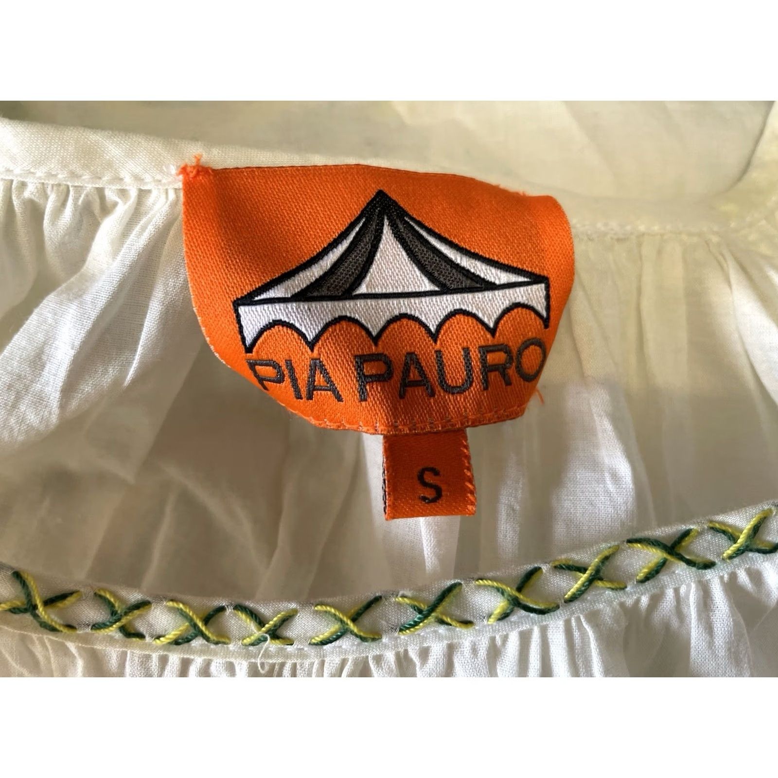 Vintage Pia Pauro White Top Women S Open Shoulders Embroidered Cotton Blouse Size S / US 4 / IT 40 - 5 Thumbnail
