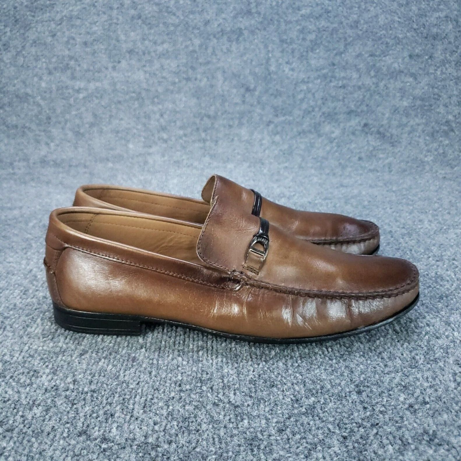 Vintage Belvedere Mens Loafer Shoes Size 9.5 Brown Leather Cushion Slip On Dress