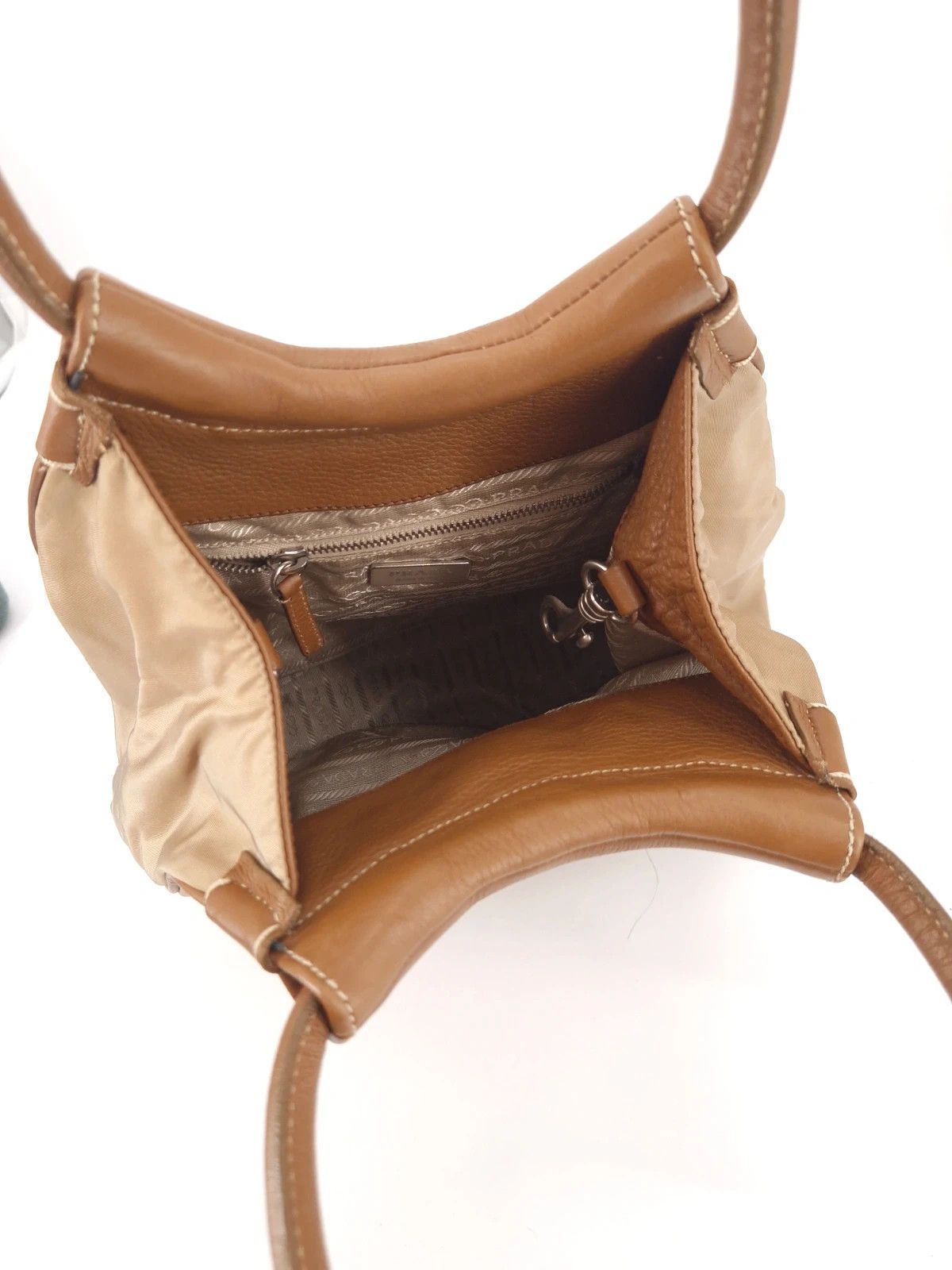 Prada Prada Big Logo Tessuto + Leather Hobo Bag Size ONE SIZE - 4 Thumbnail